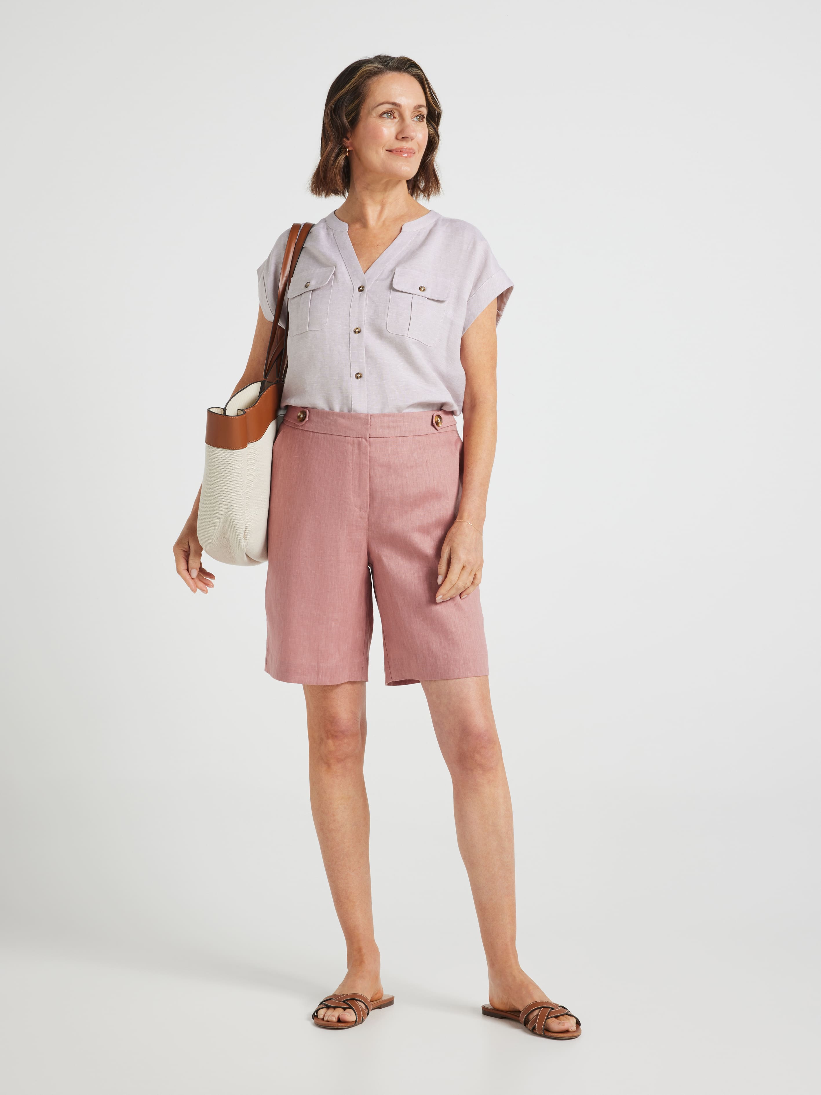 Thea Knee Length Linen Short