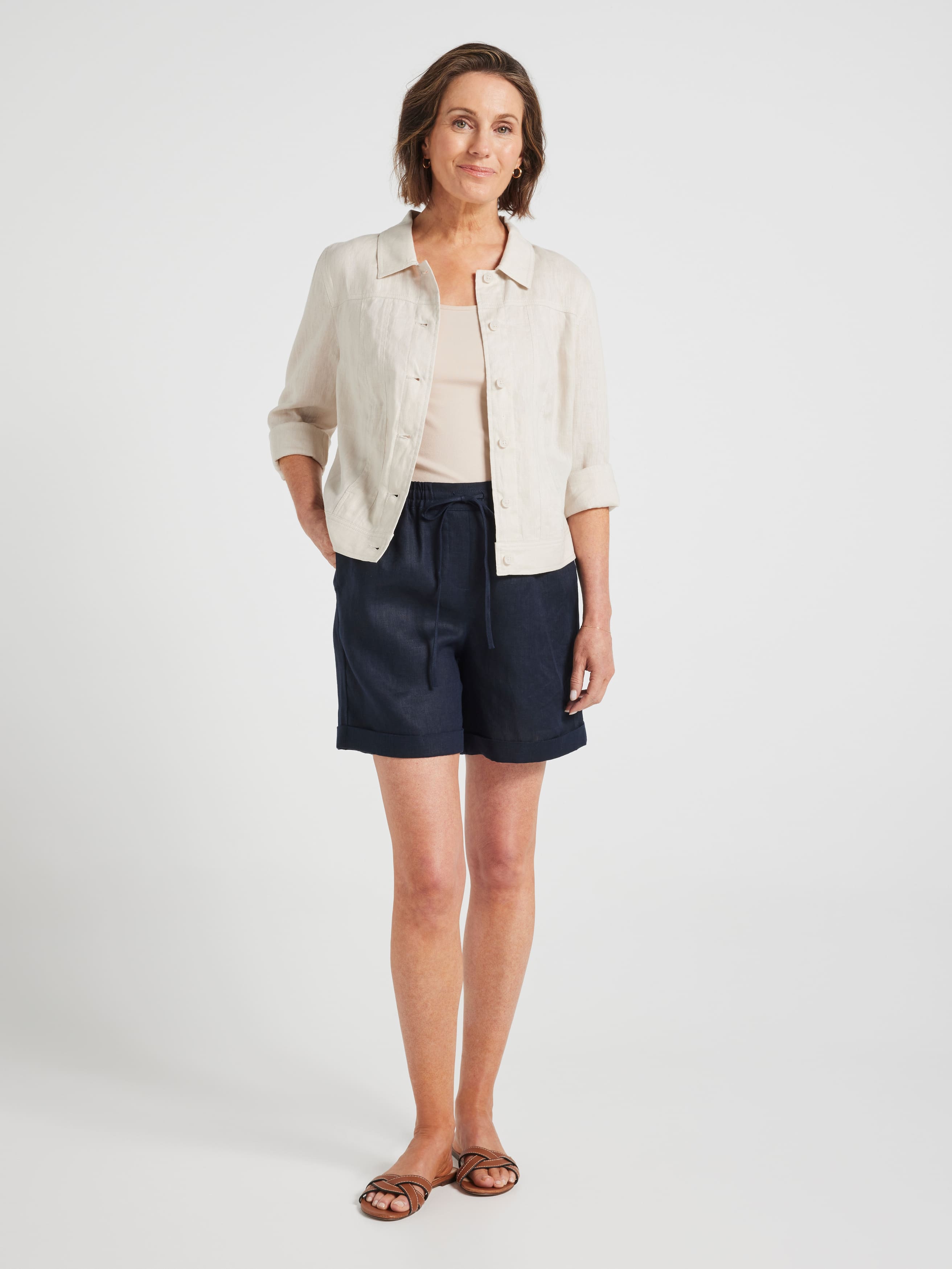 Lizzy Linen Cuffed Short