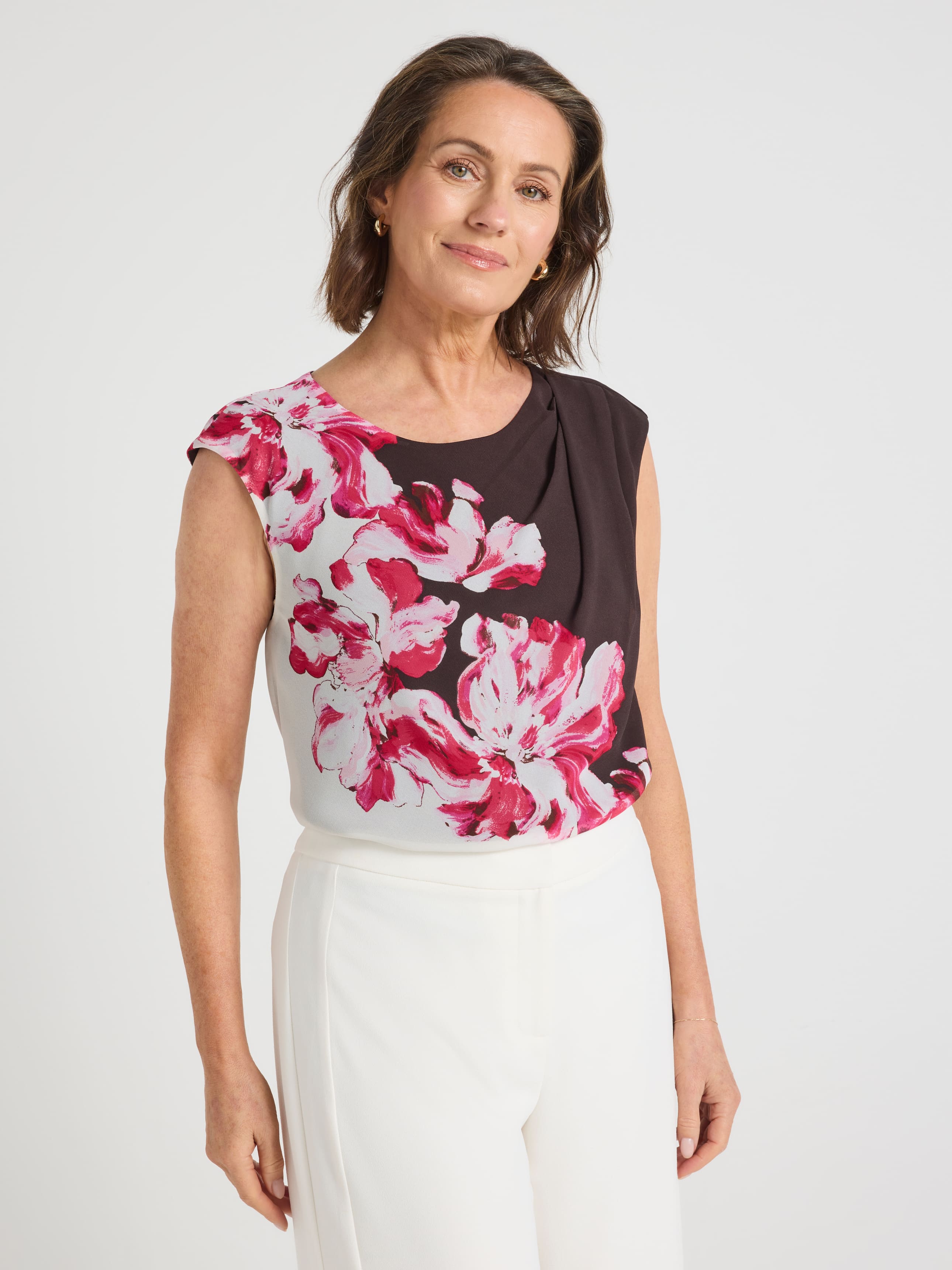 Paige Short Sleeve Side Gather Blouse