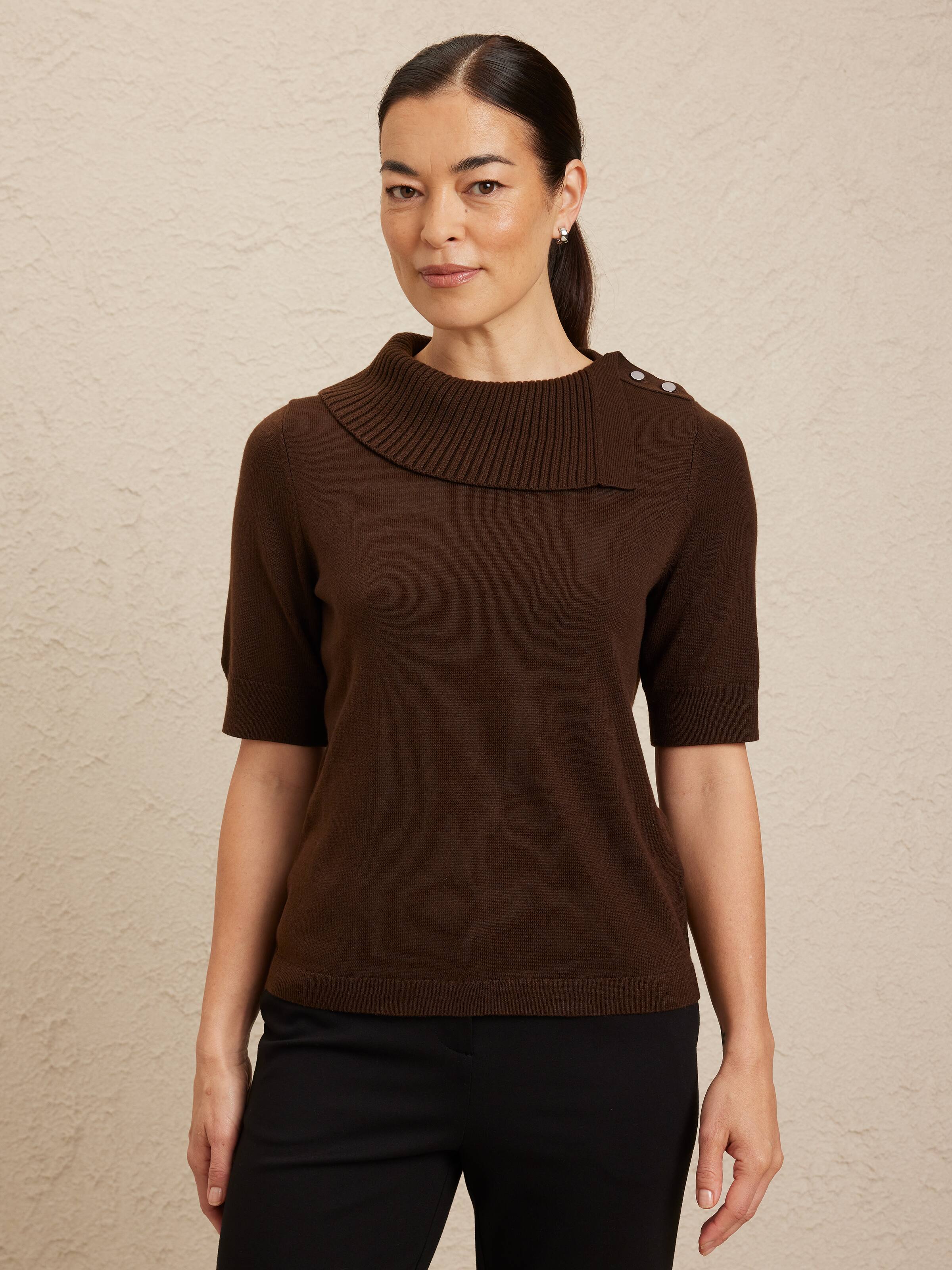 Ellie Button Roll Neck Jumper