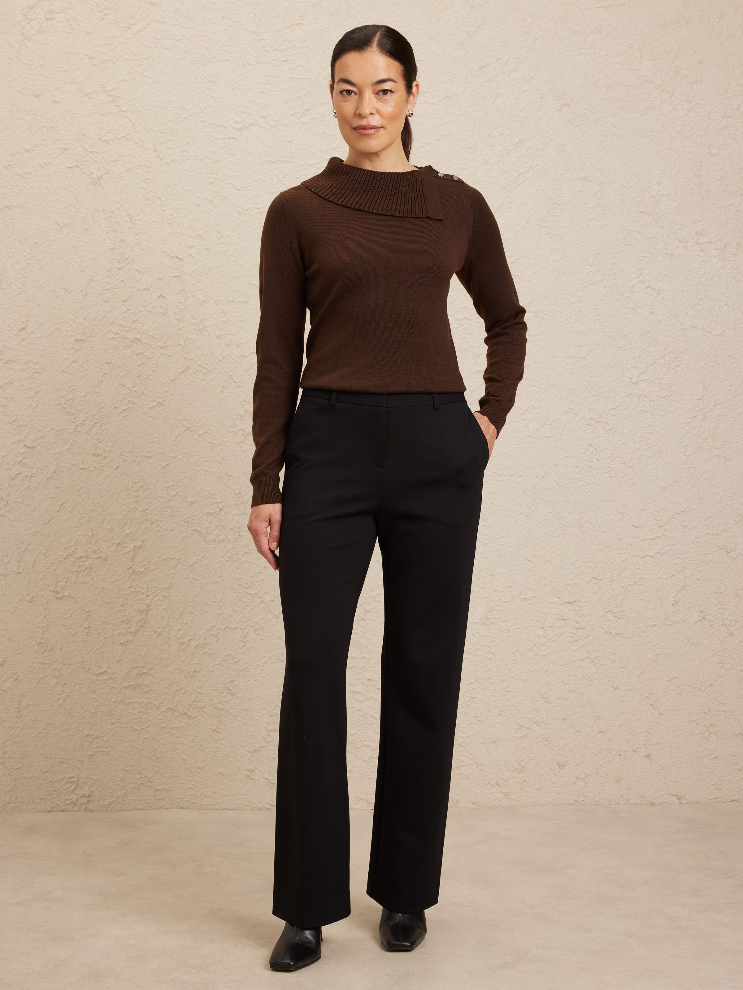 Ellie Button Roll Neck Jumper