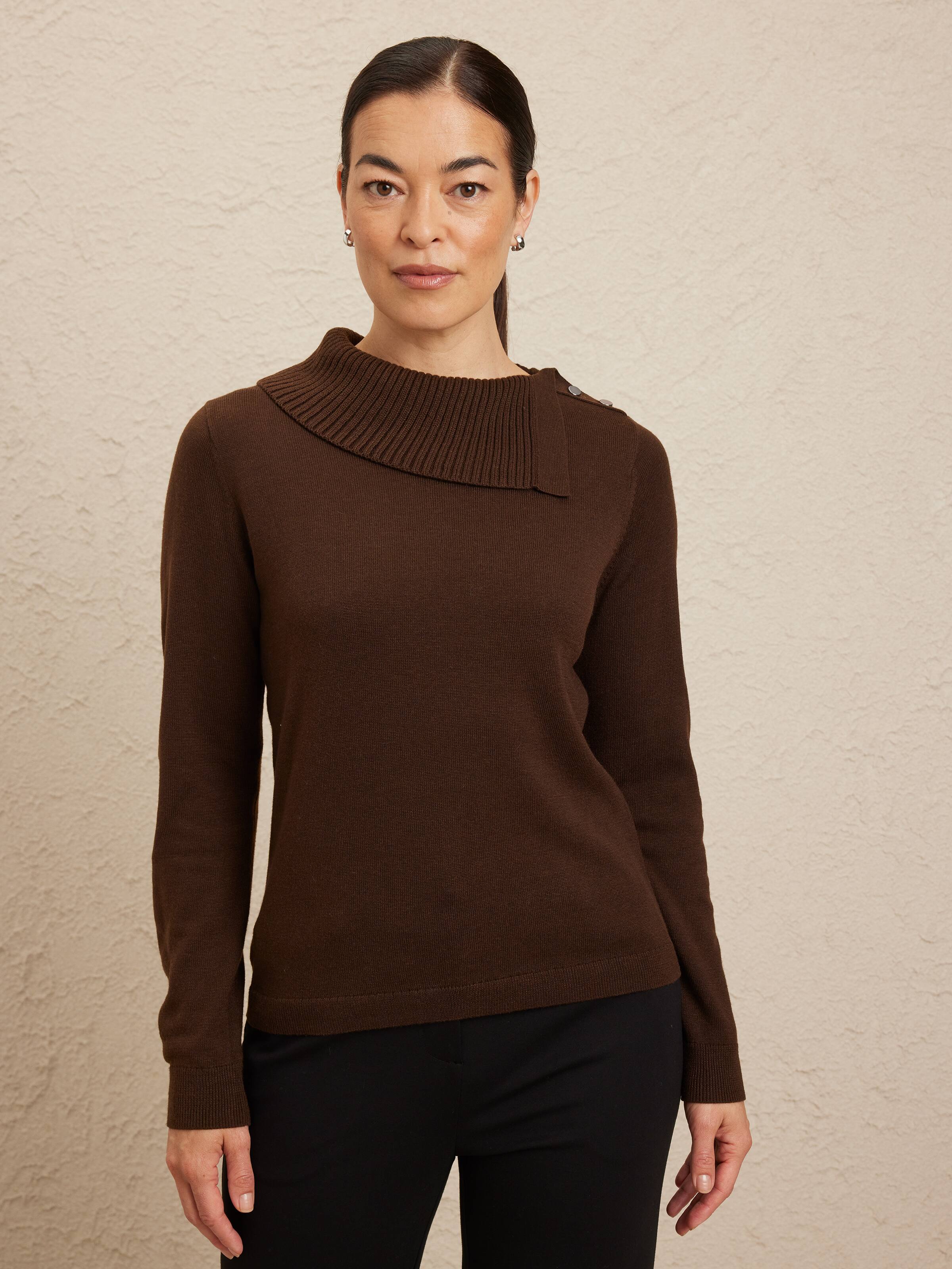 Ellie Button Roll Neck Jumper