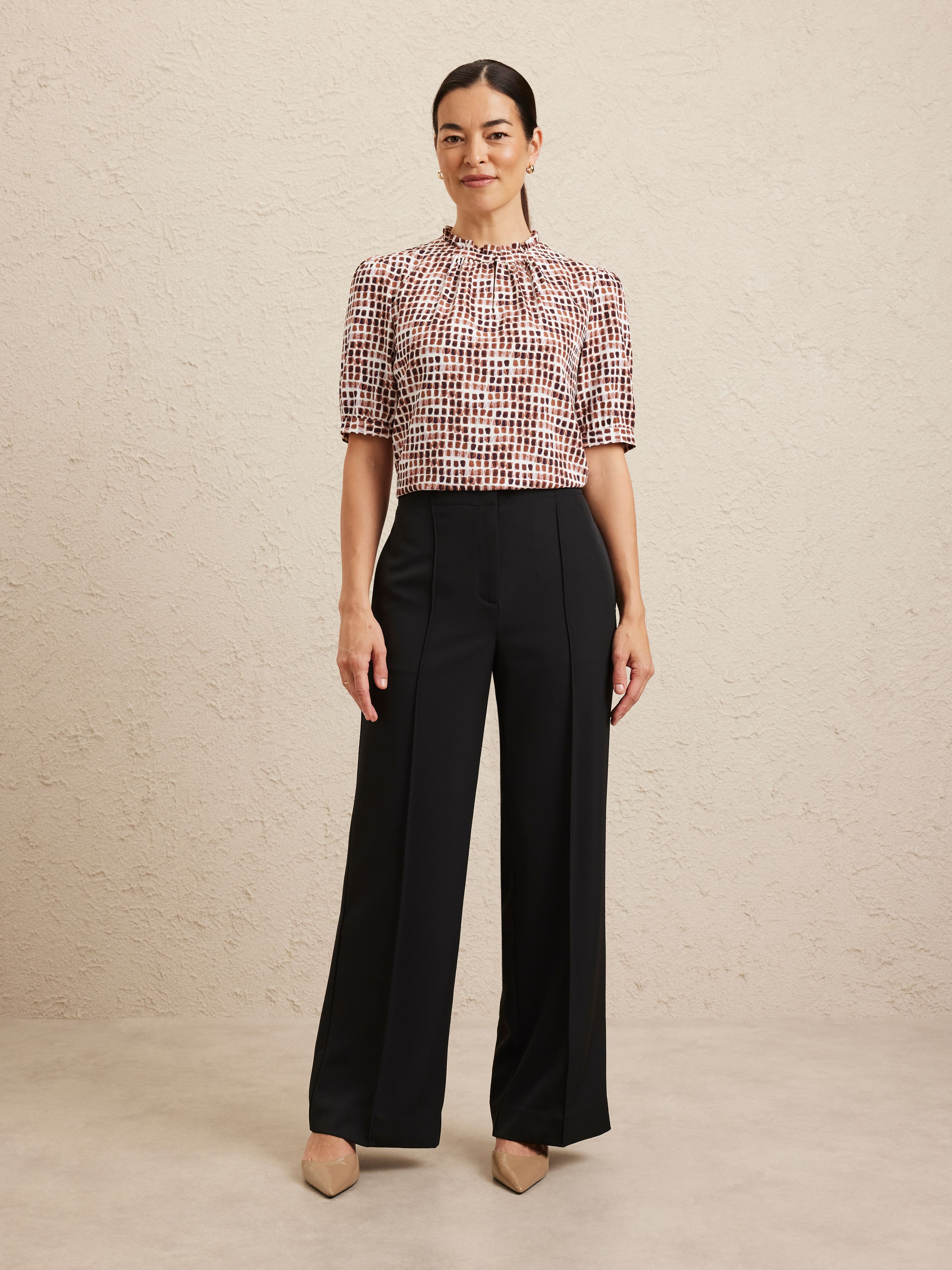 Simone Elbow Sleeve Keyhole Blouse