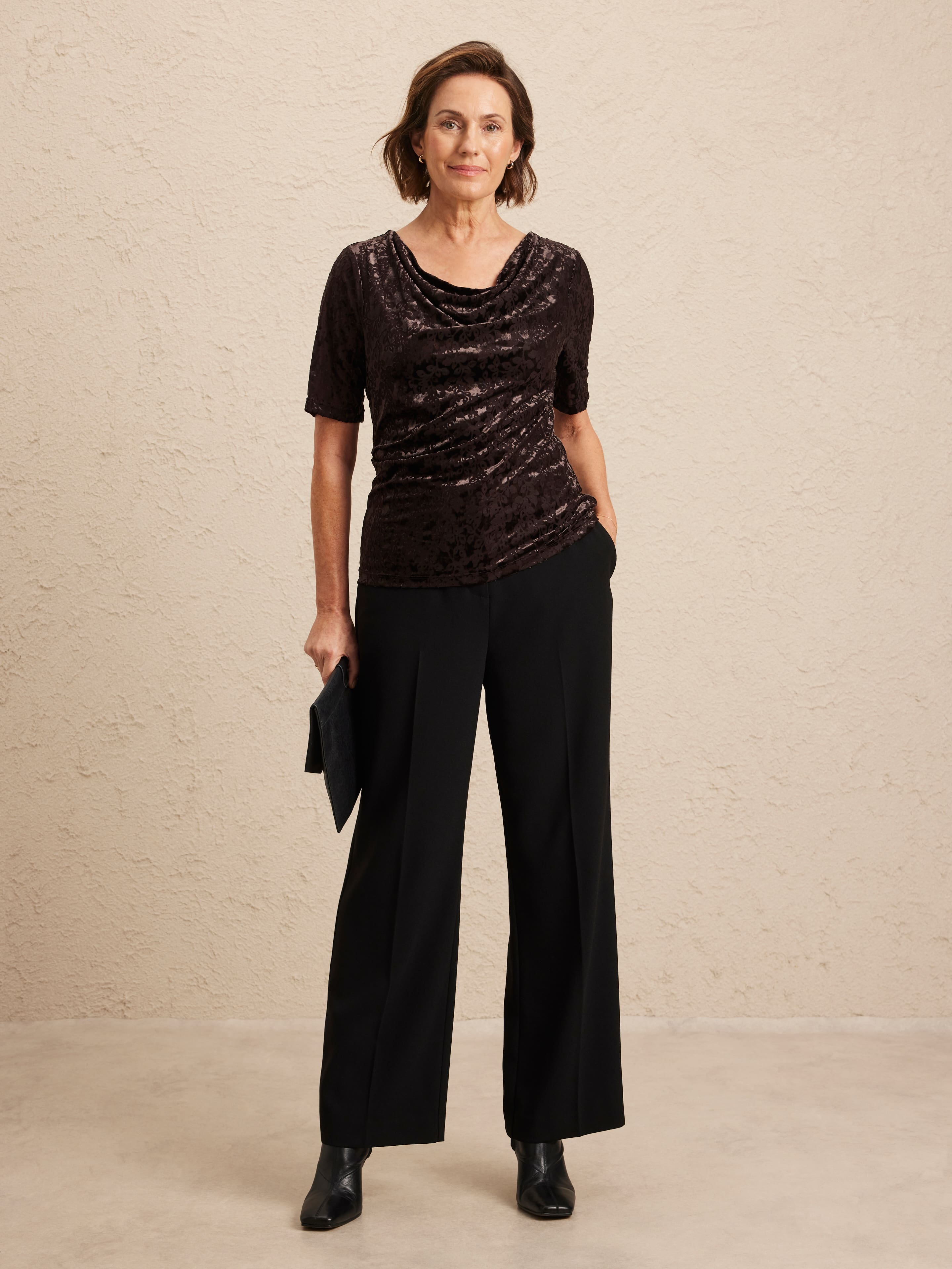 Penny Elbow Sleeve Velvet Top