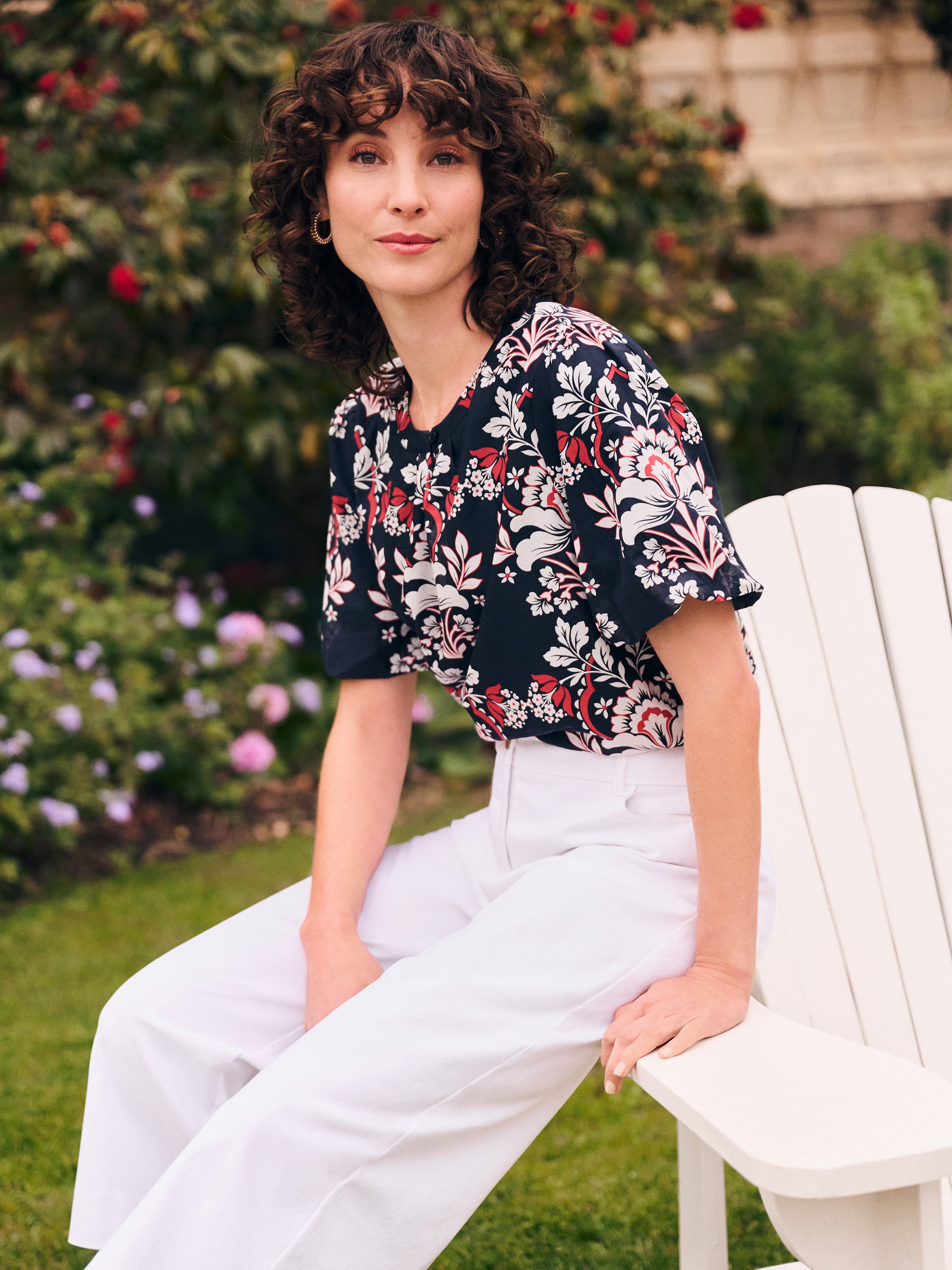 Beatrice Cotton Bubble Sleeve Top