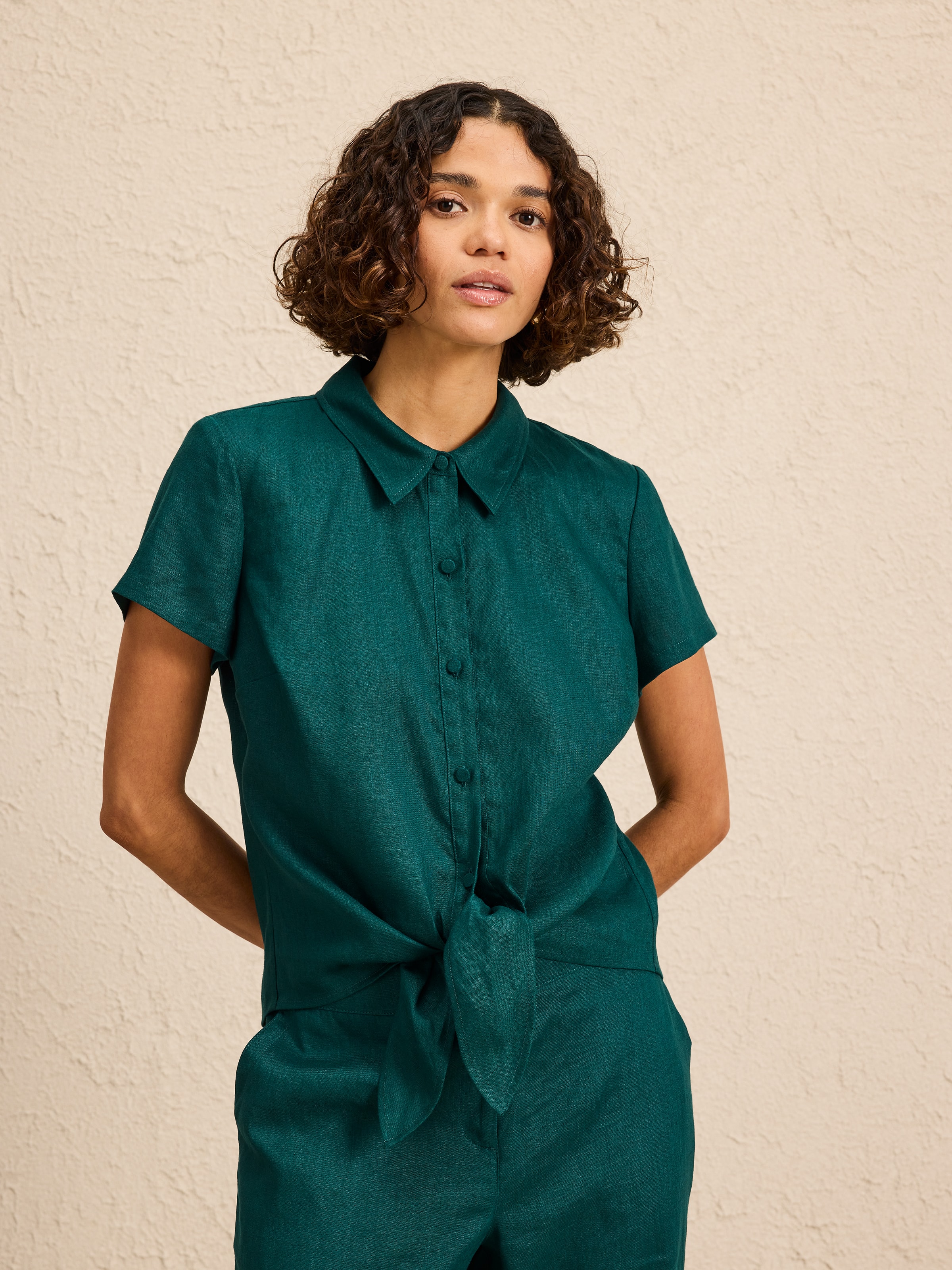 Tie Front Linen Shirt