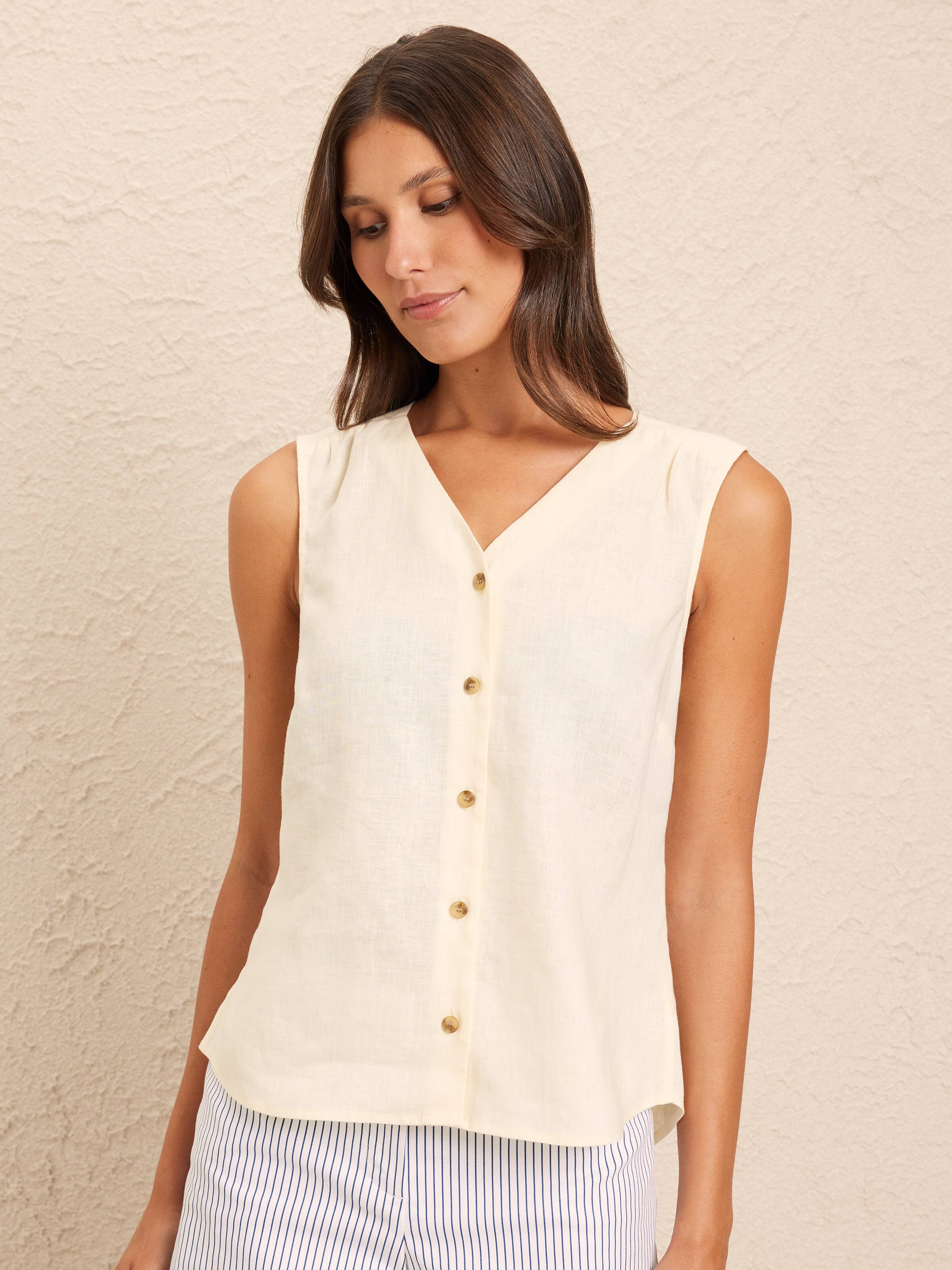 Sophie Linen Sleeveless Shirt