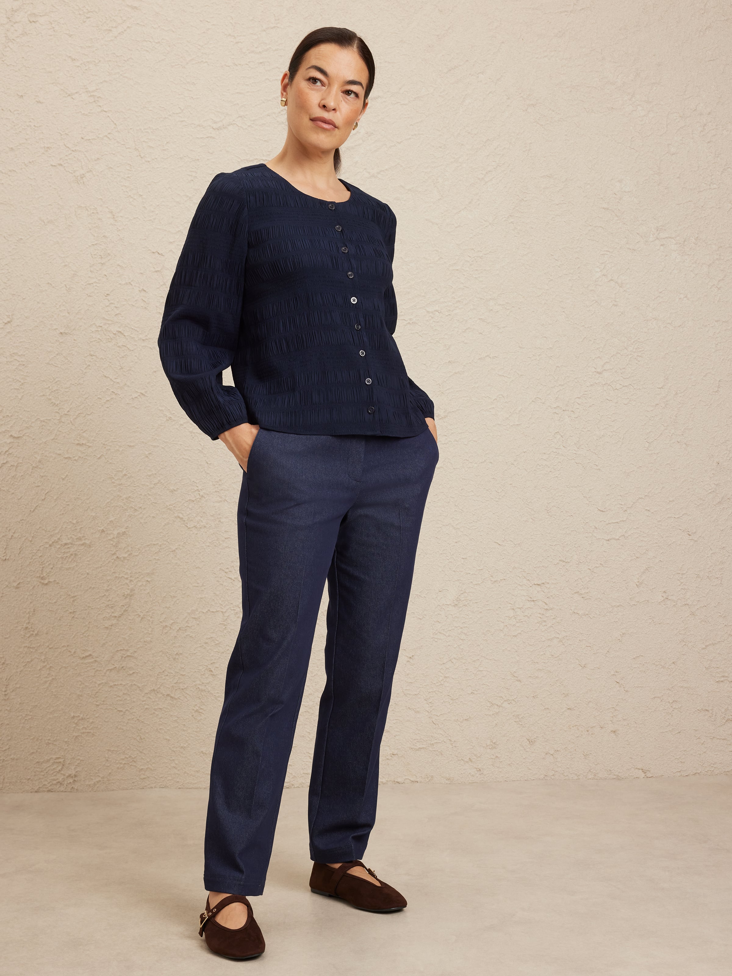 Juni Button Thru Text Top