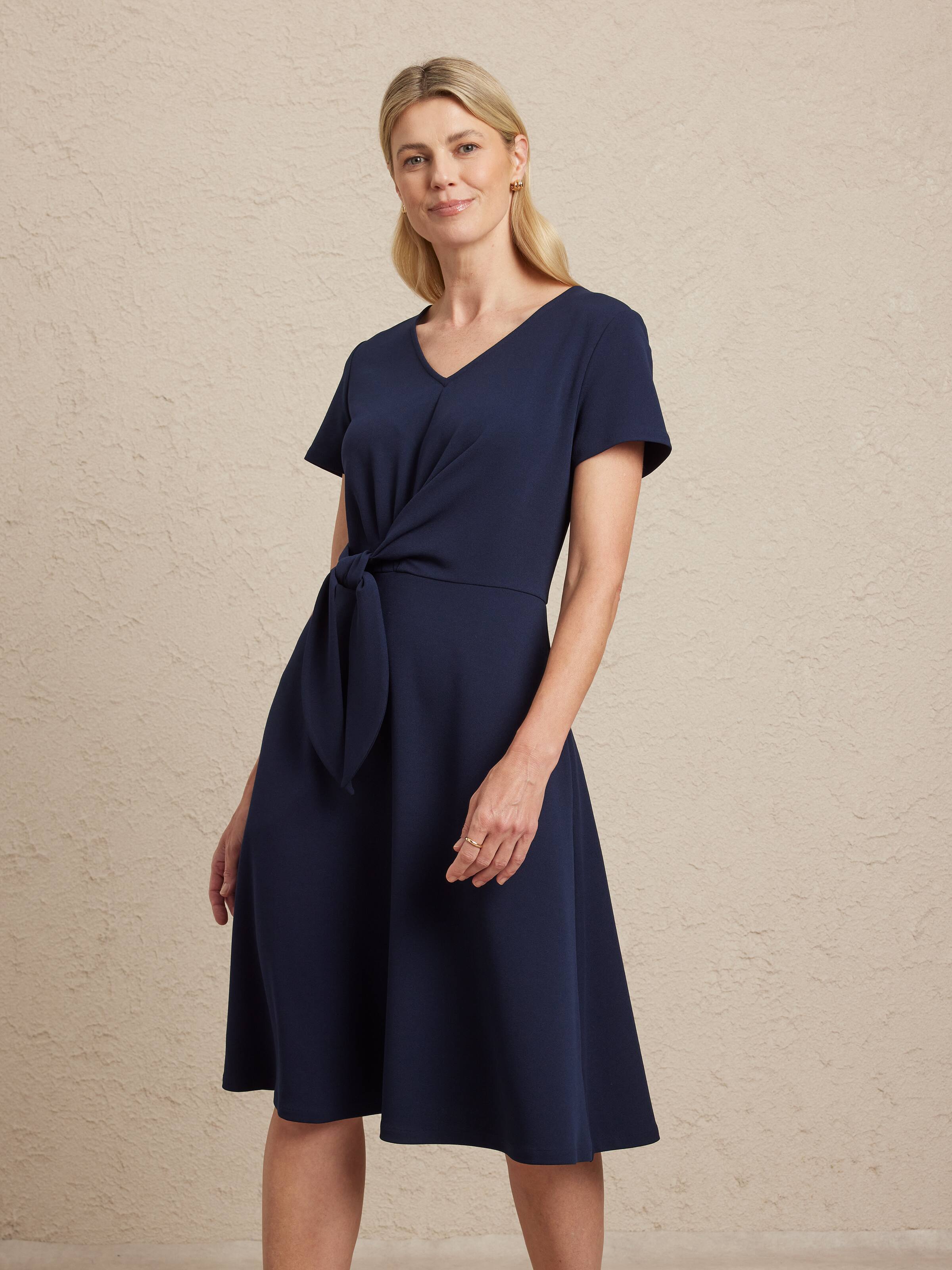 Laura Tie Waist Fit & Flare Work Dress