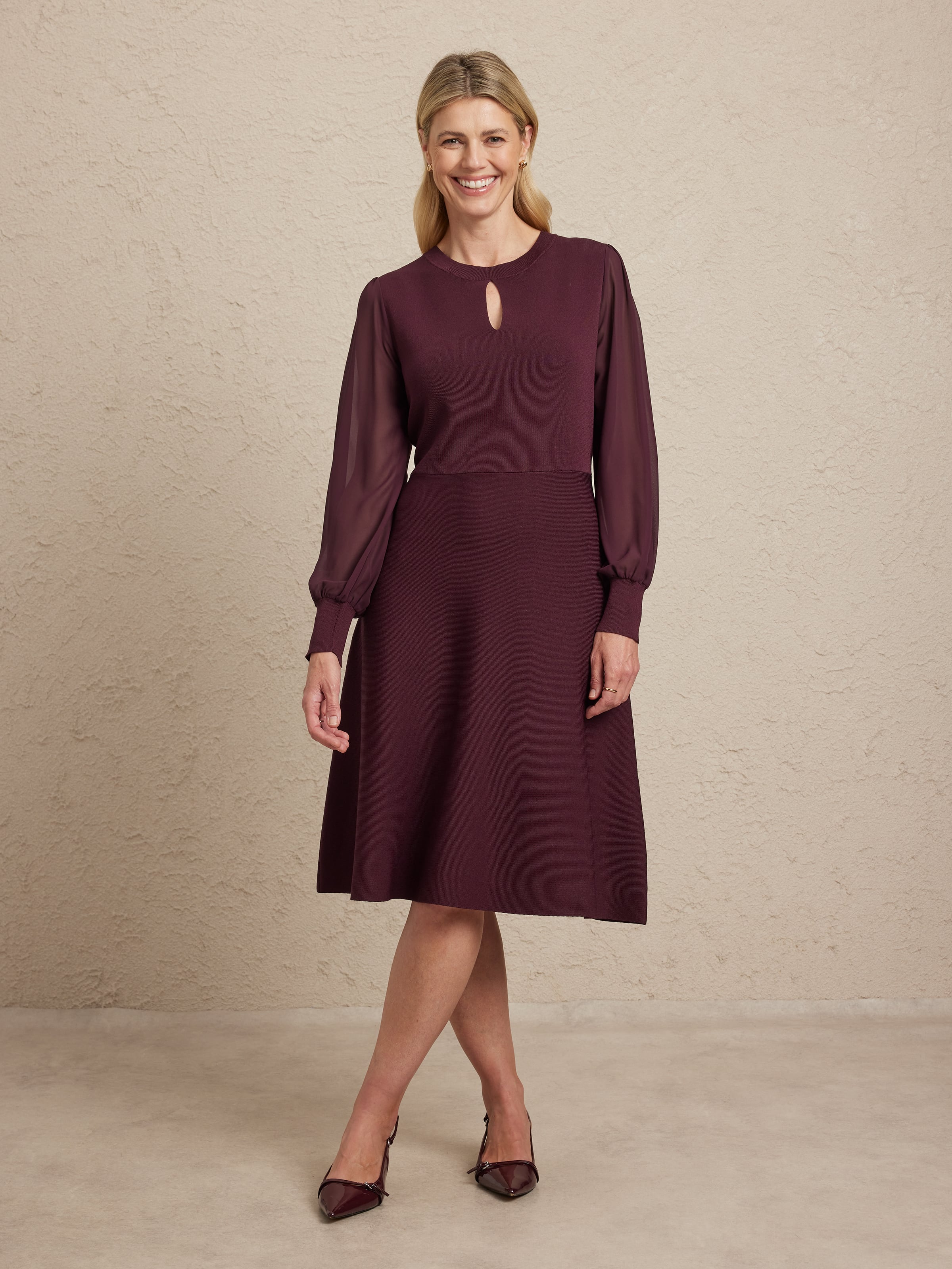 Long Sheer Sleeves Pia Fully Fash Dress