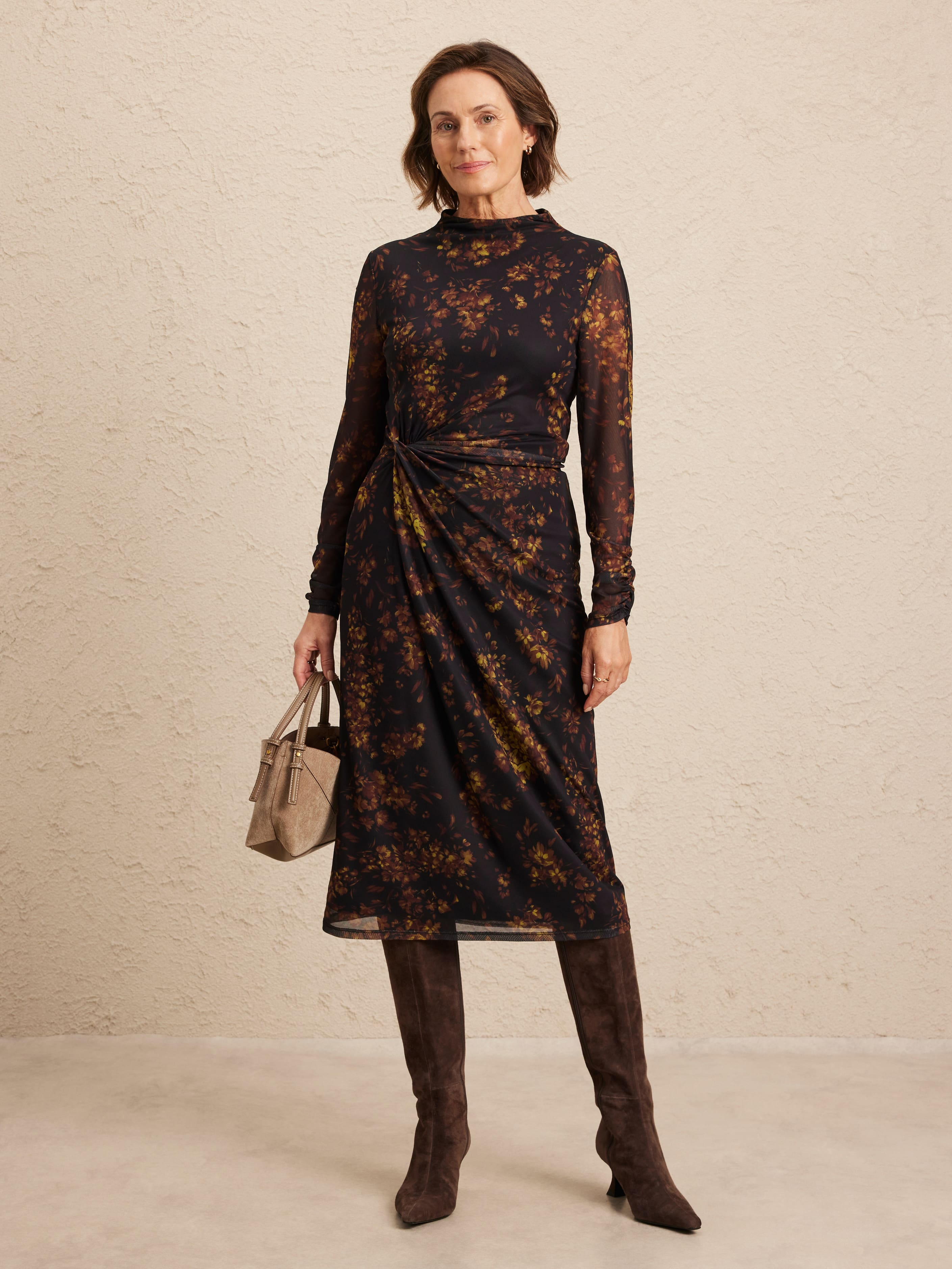 Teagan Twist Mesh Shift Dress