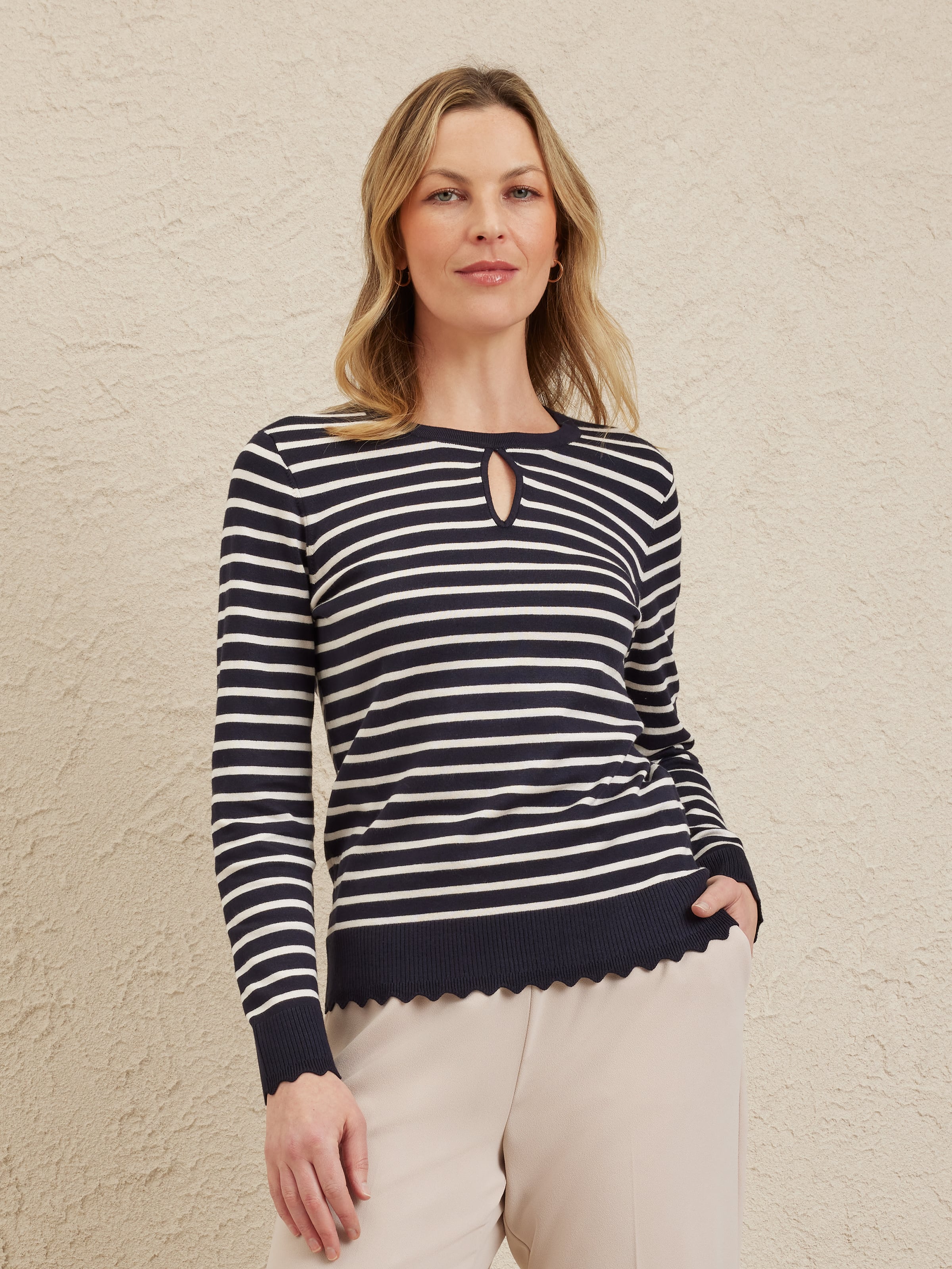 Sia Scallop Keyhole Jumper