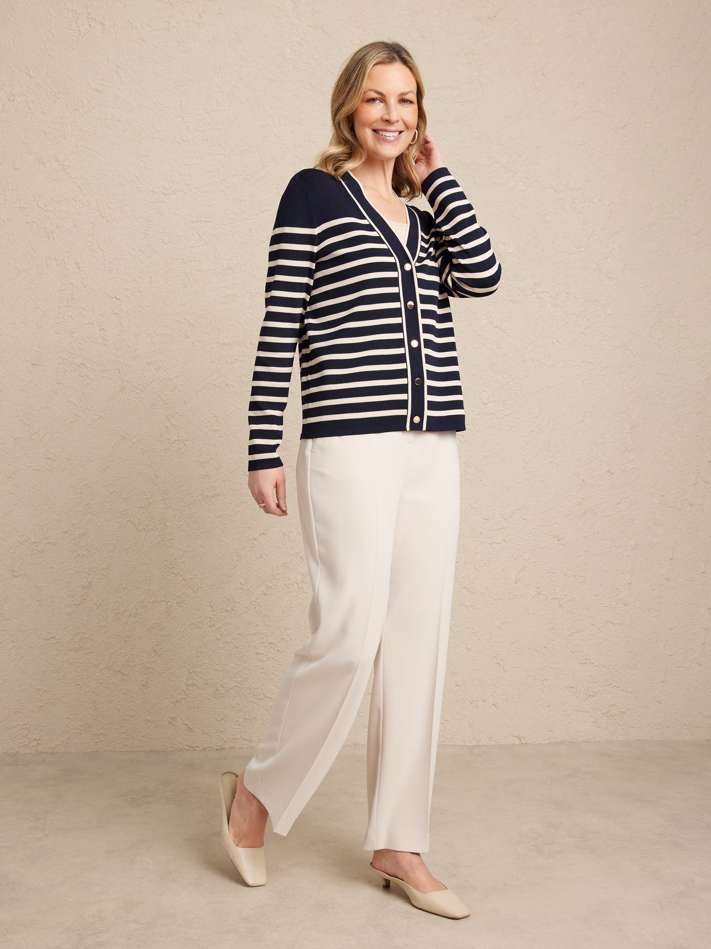 Ida Striped Cropped Cardigan