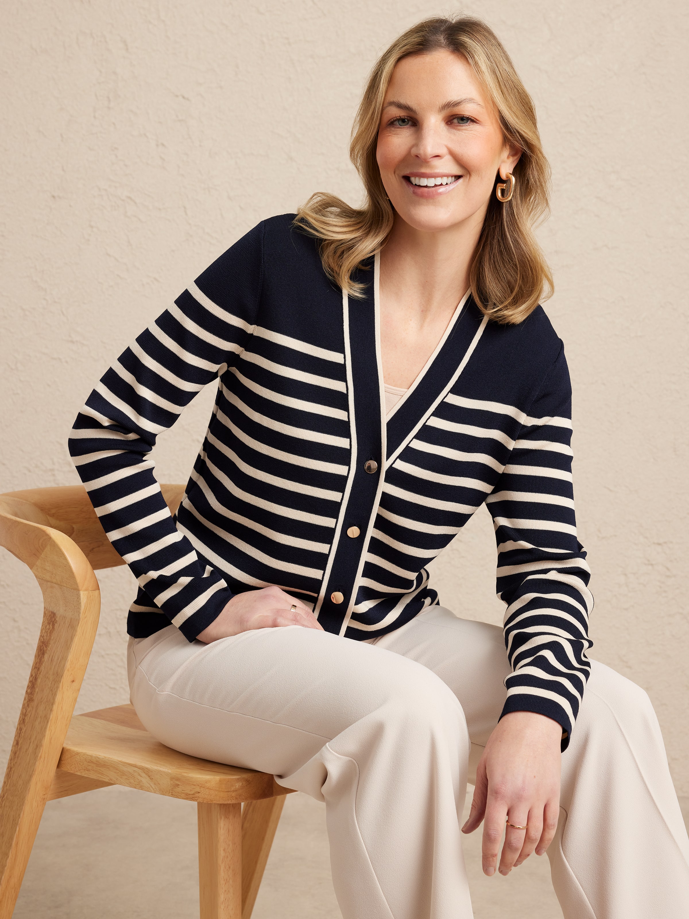 Ida Striped Cropped Cardigan