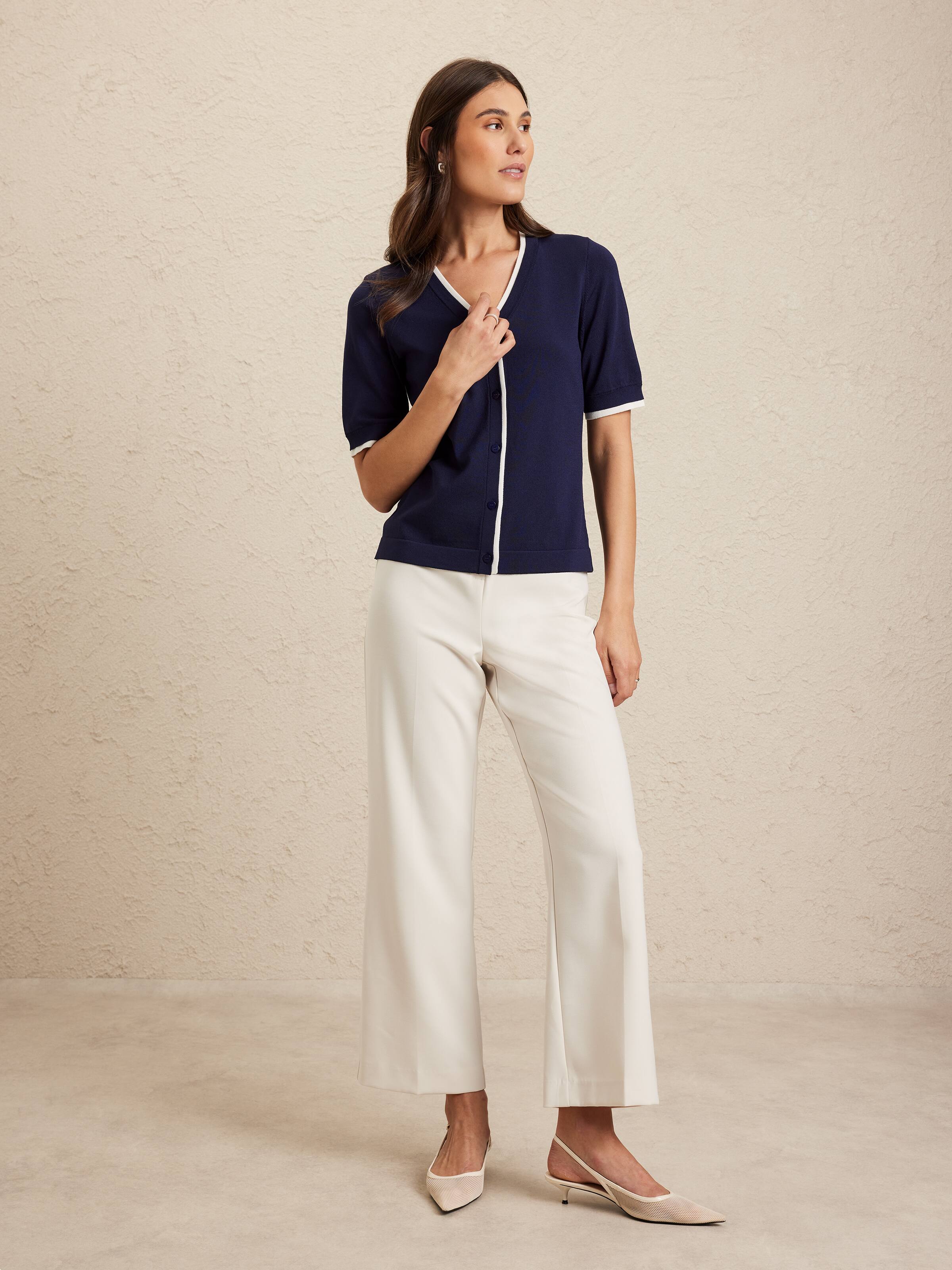 Natalie V Neck Tipped Cardi