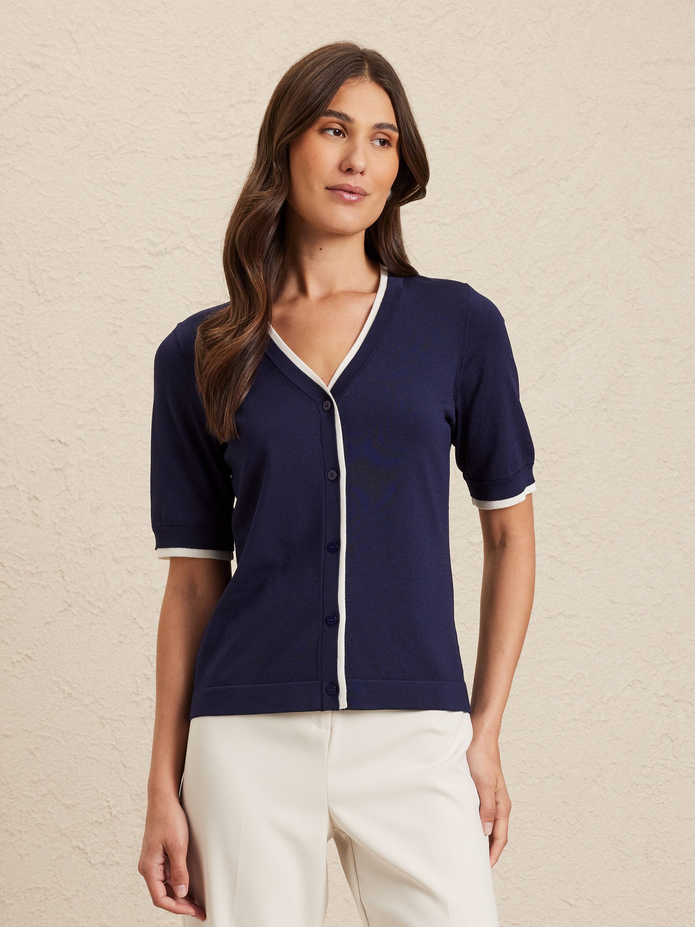 Natalie V Neck Tipped Cardi