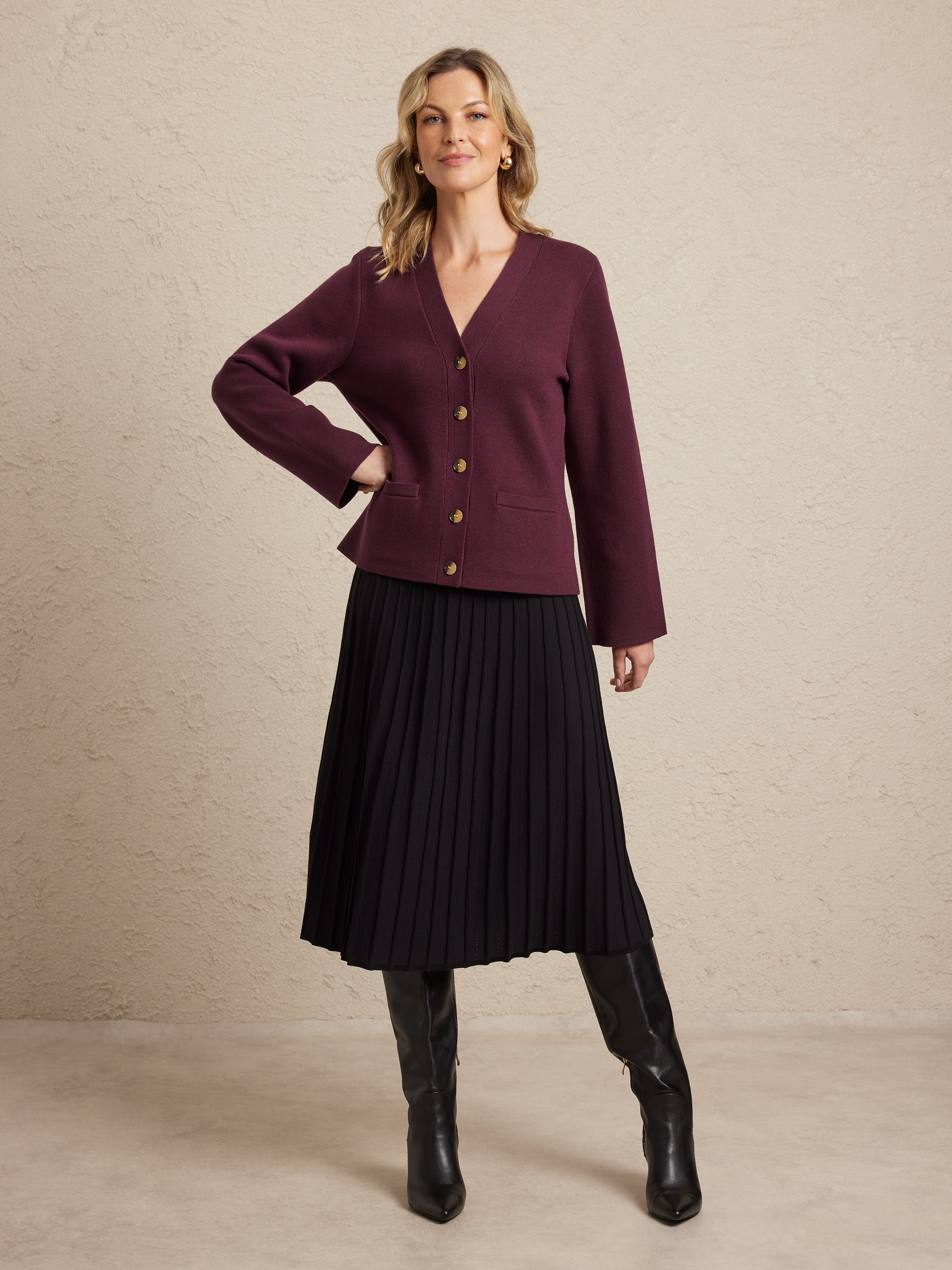 Long Sleeve Macy Btuton Milano Cardi