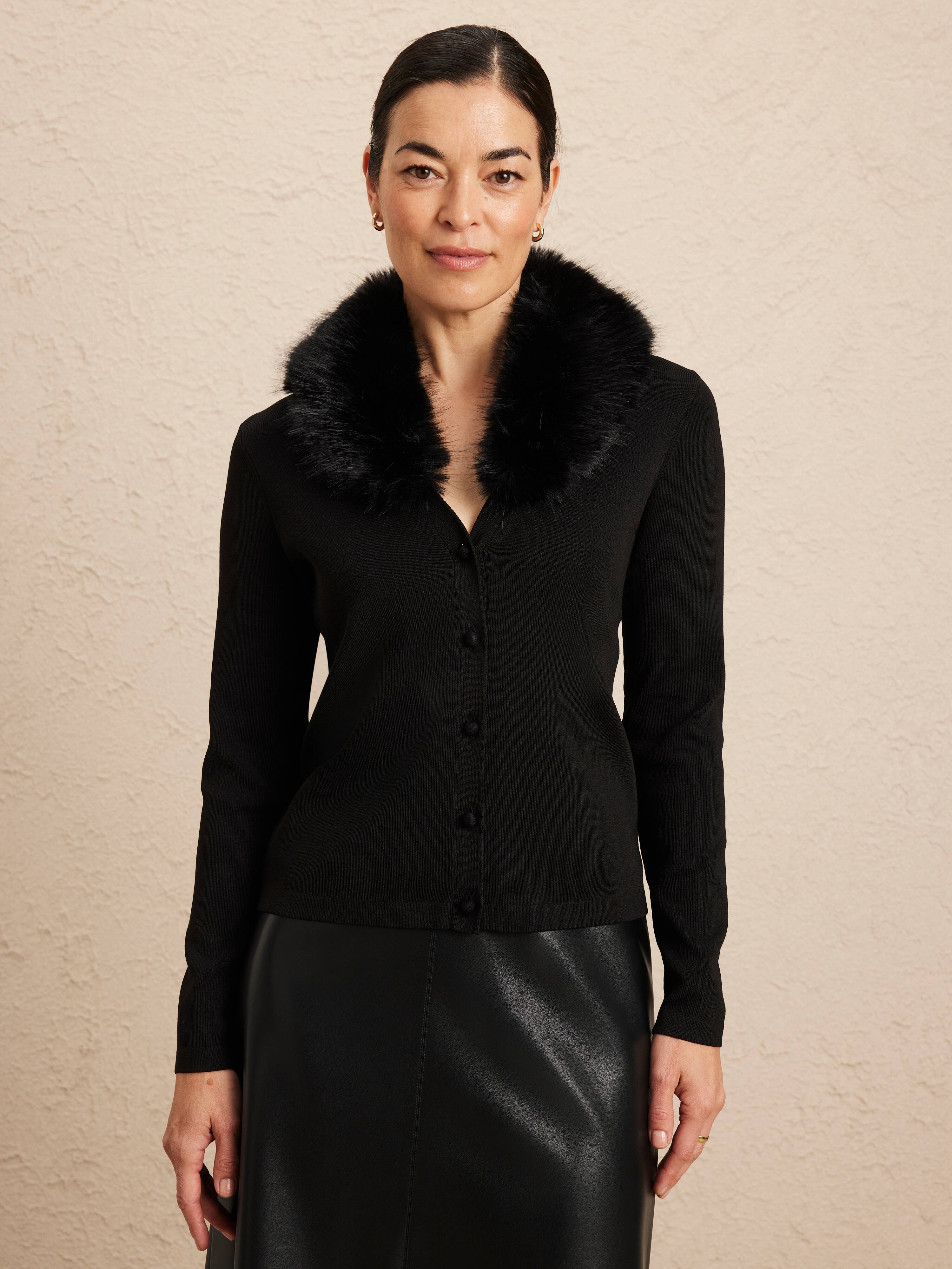 Farrah Fur Trim Cardigan
