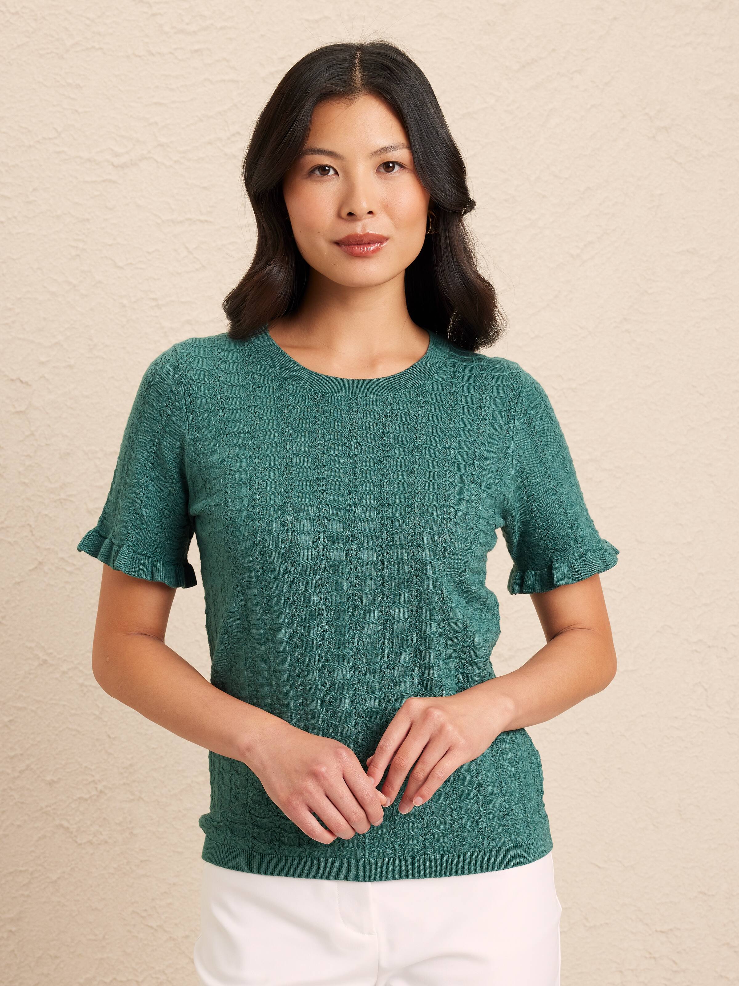 Tamsen Frill Sleeve Knit Top