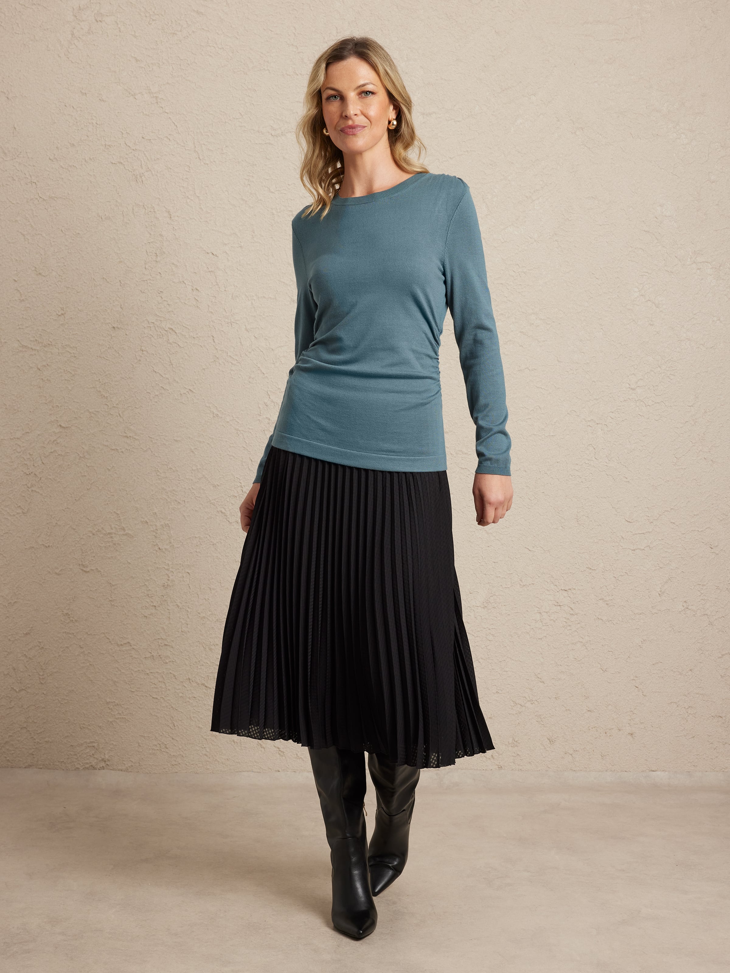 Long Sleeve Rach Rouched Waist Jump