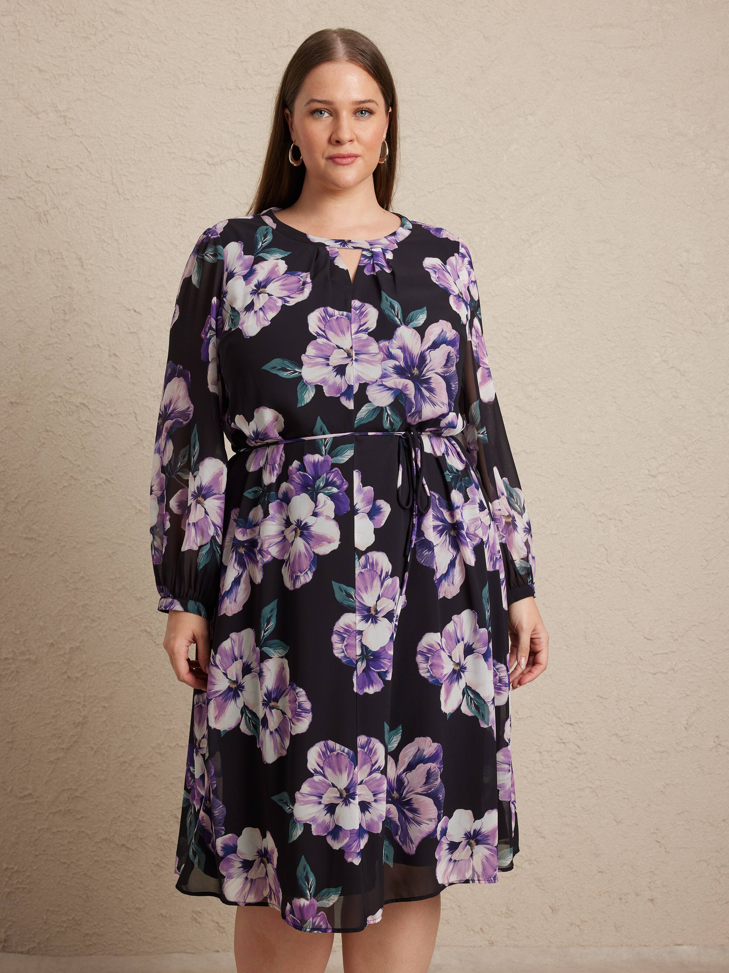 Long Sleeve Kate Keyhole Neck Tunic Dress