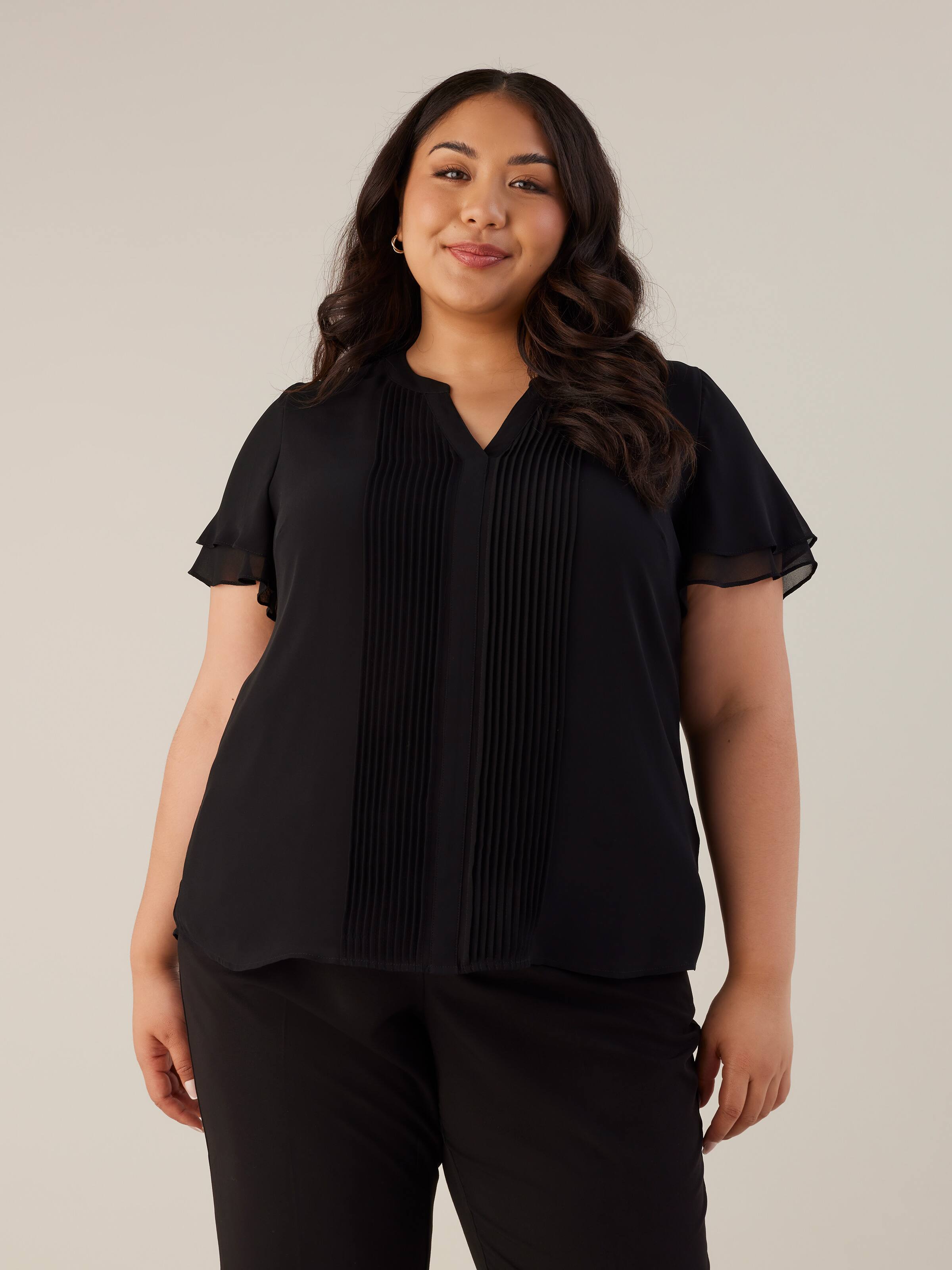Shop Plus Size Chiffon Overlay Floral Tunic in Black