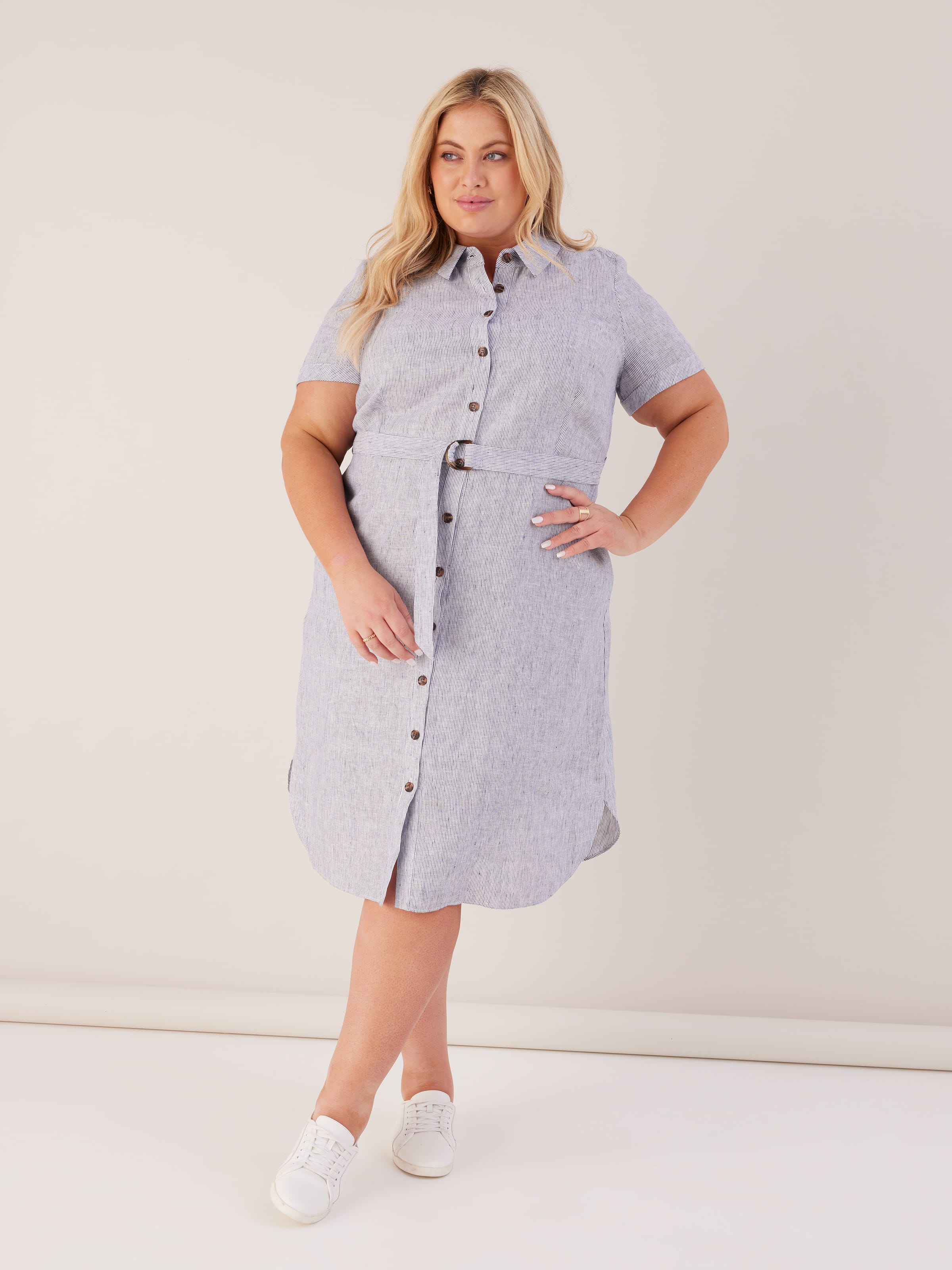 French curve outlet linen dress