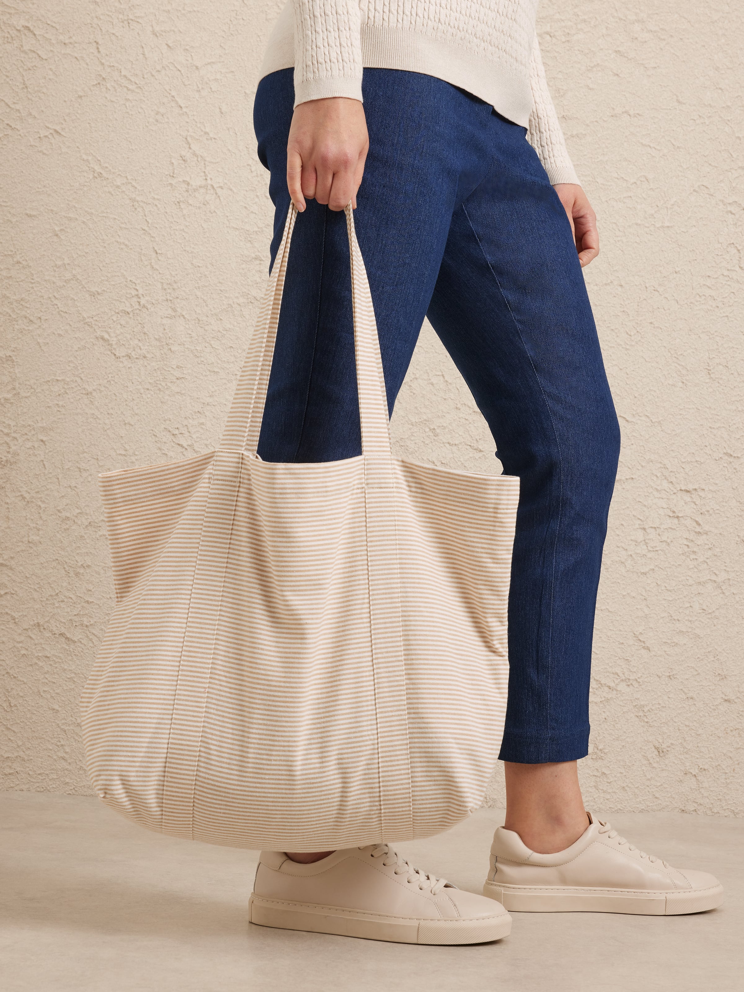 Stripe Cotton Blend Tote Bag