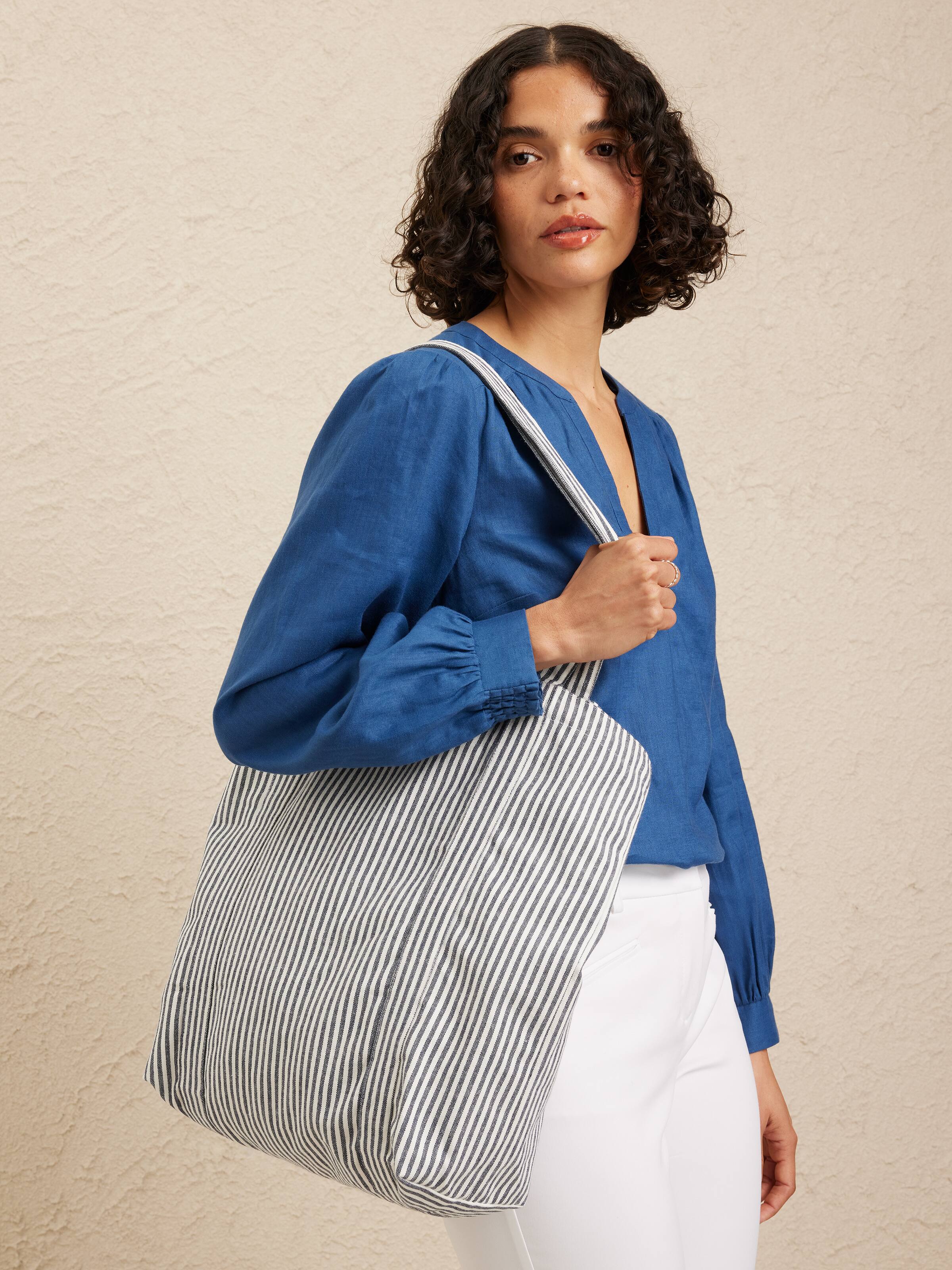Stripe Cotton Blend Tote Bag