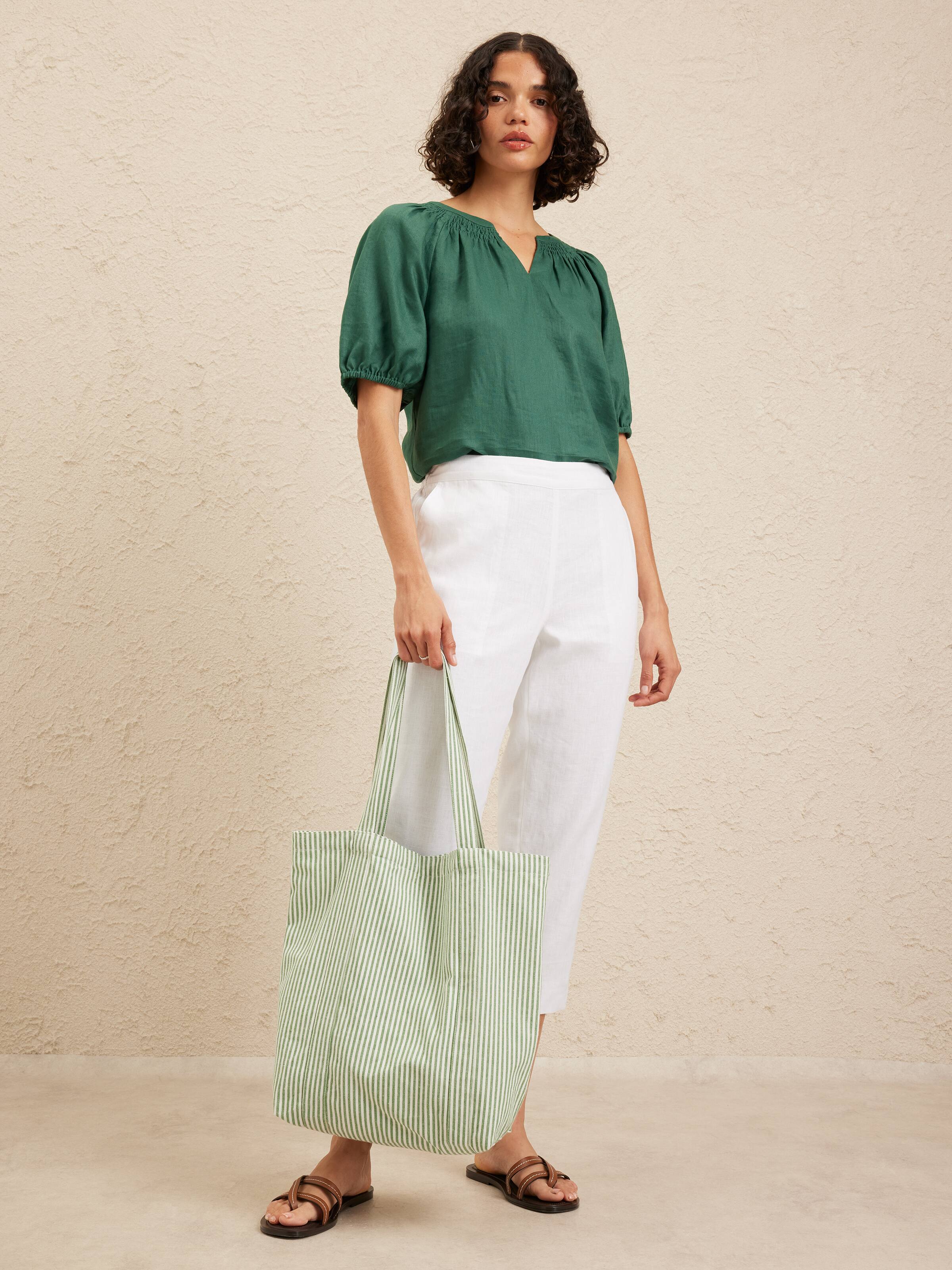 Stripe Cotton Blend Tote Bag