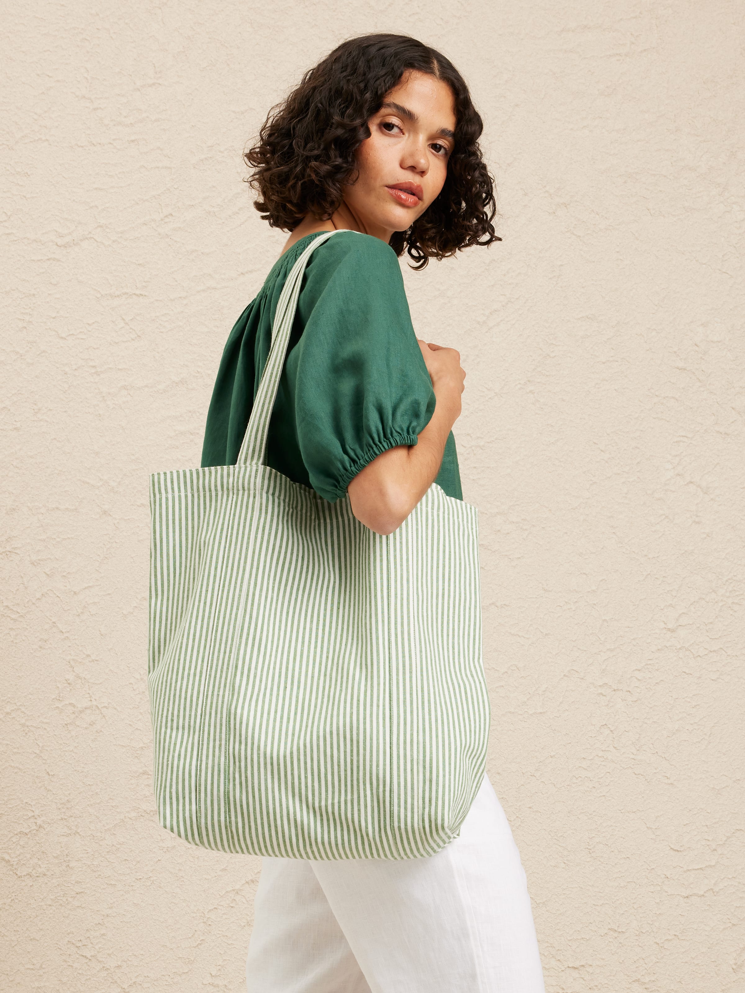 Stripe Cotton Blend Tote Bag