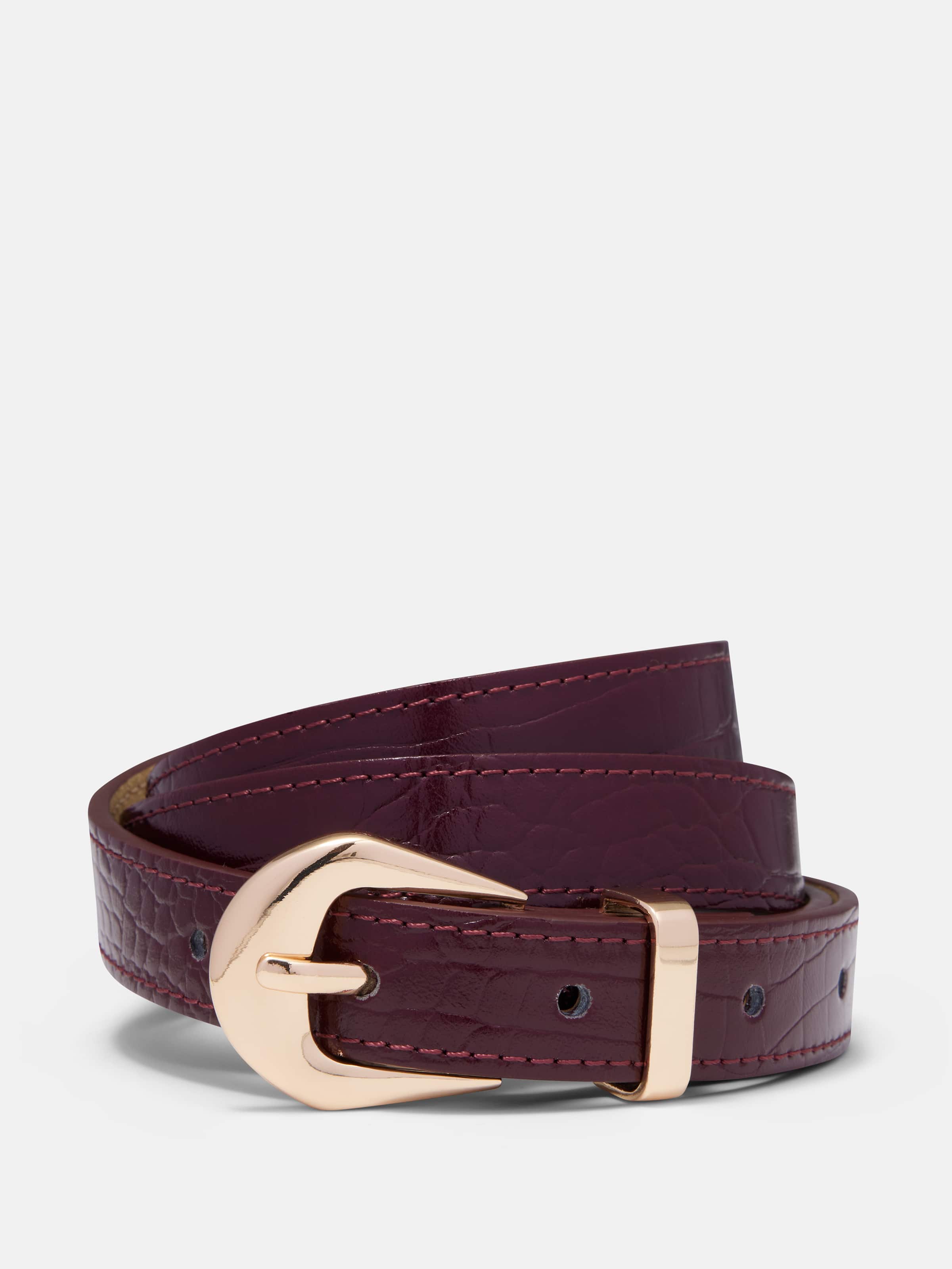 Croc Effect Skinny Belt