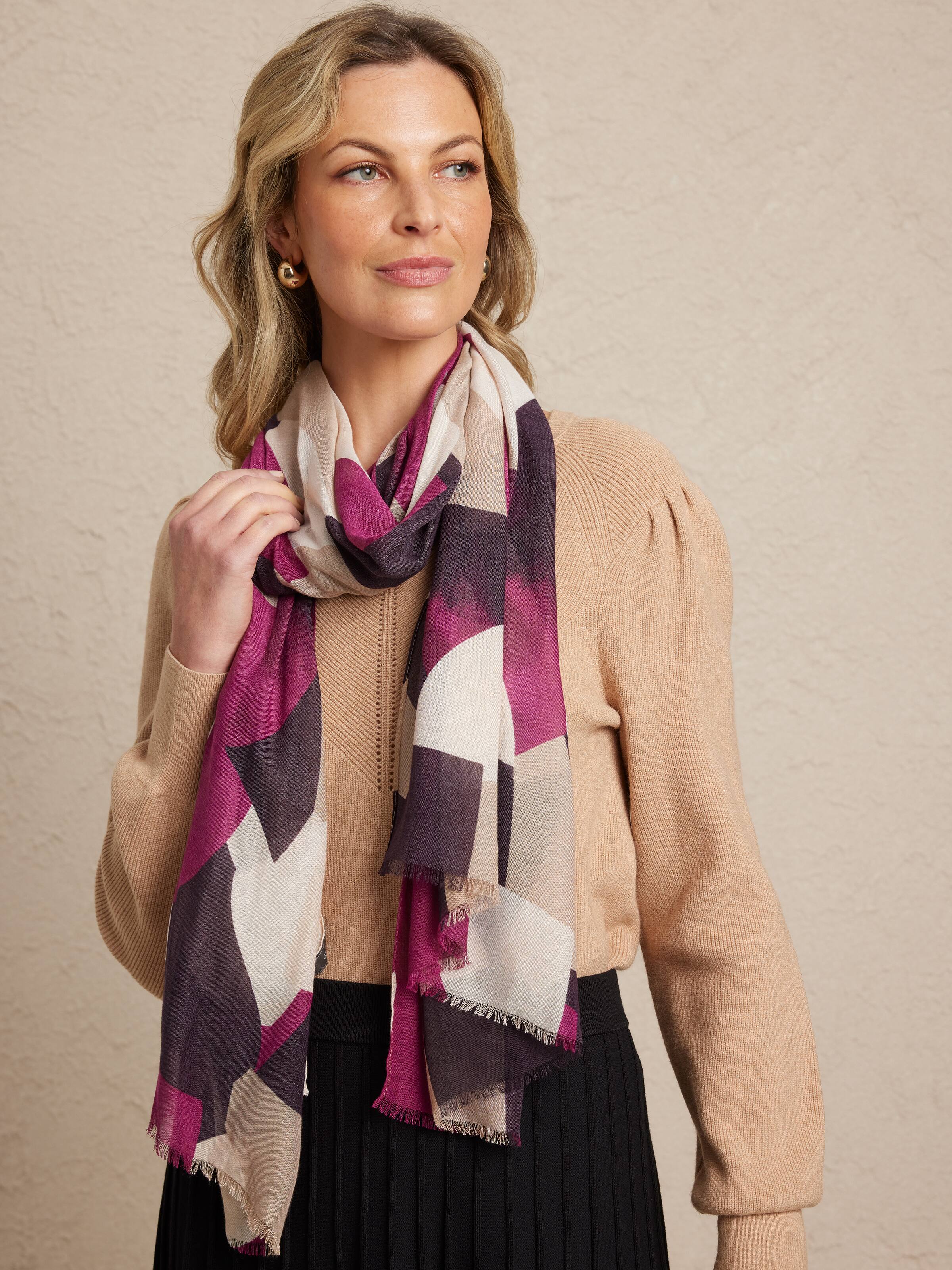 Colourblock Geo Viscose Scarf