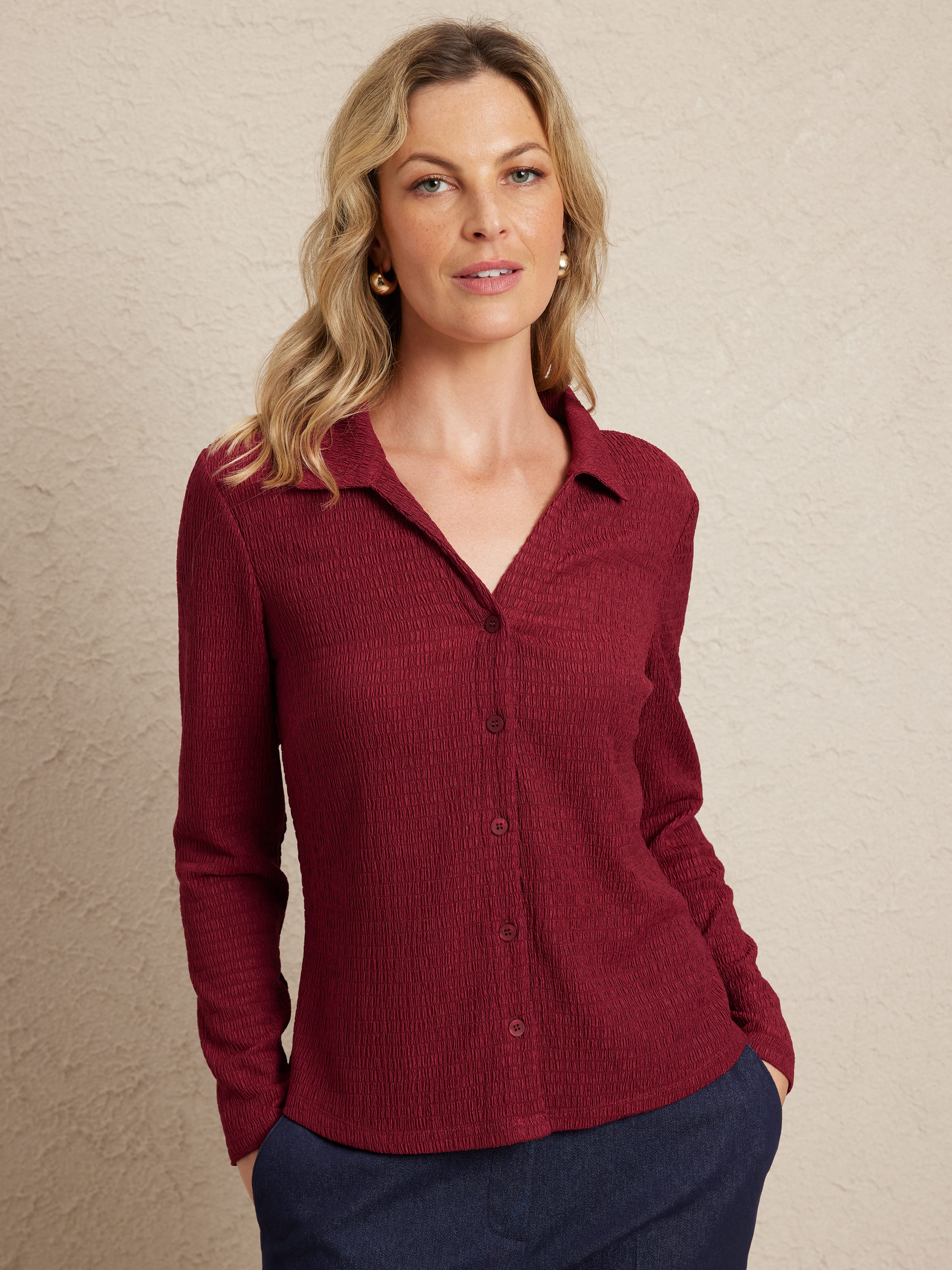 Rose Button Through Top