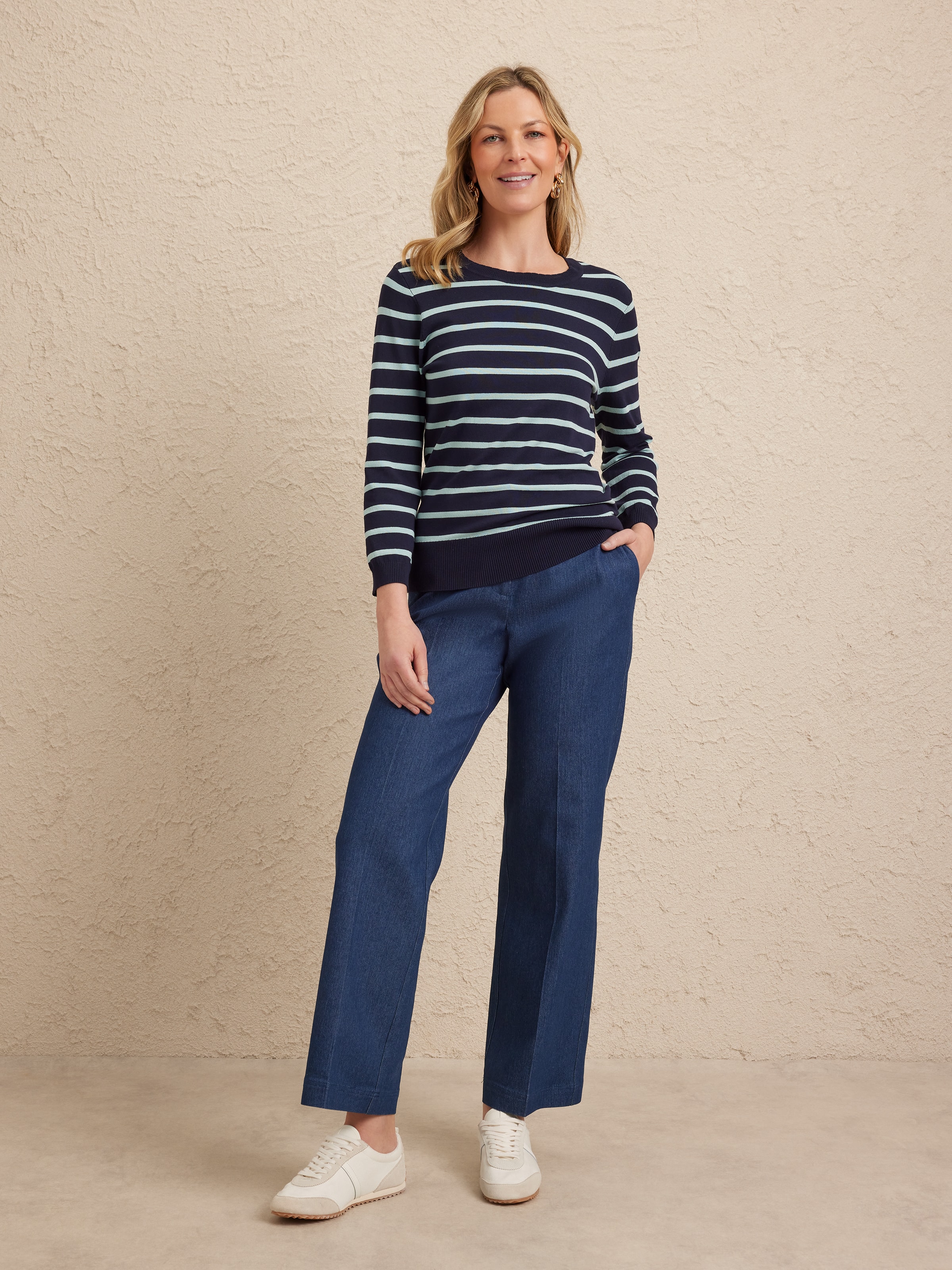 3/4 Sabrina Scallop Trim Jumper