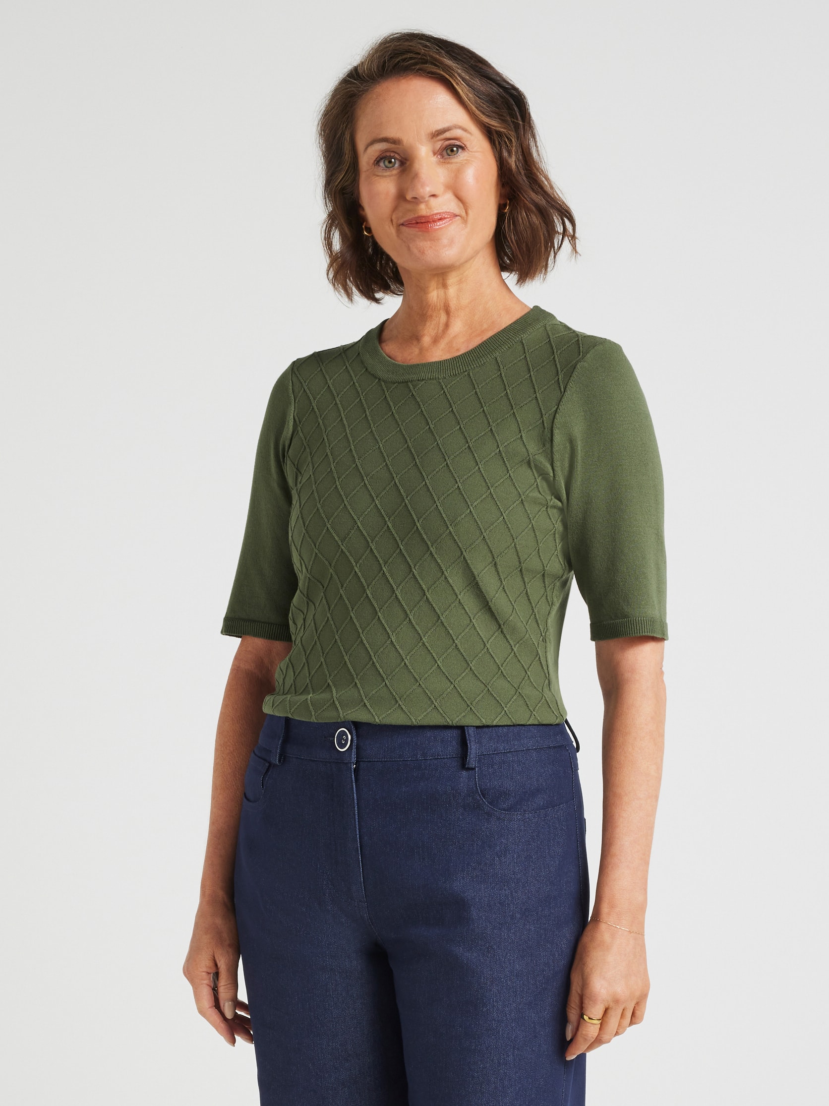 Darcy Diamond Stitch Knit Top
