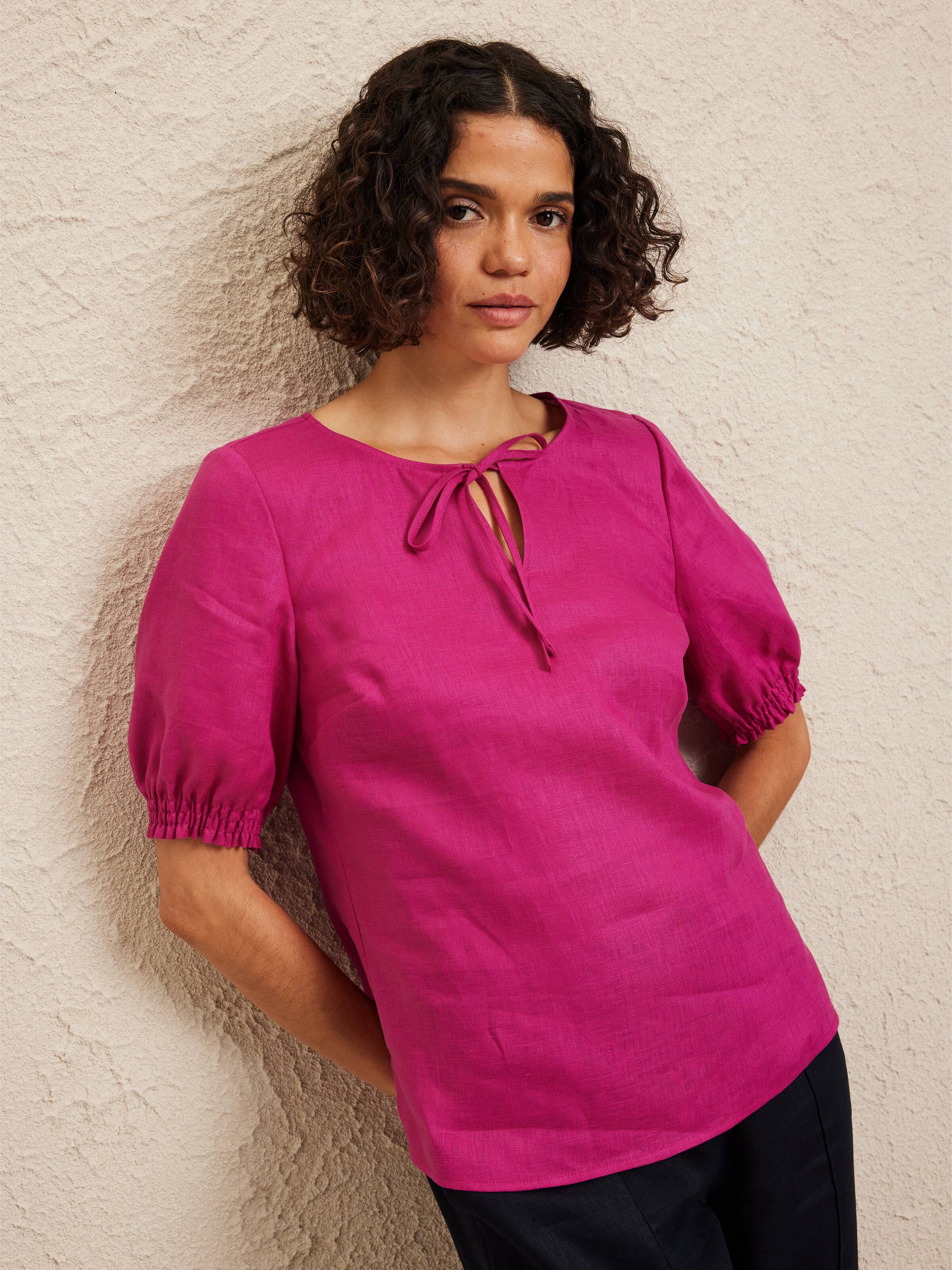 Ada Tie Neck Linen Top