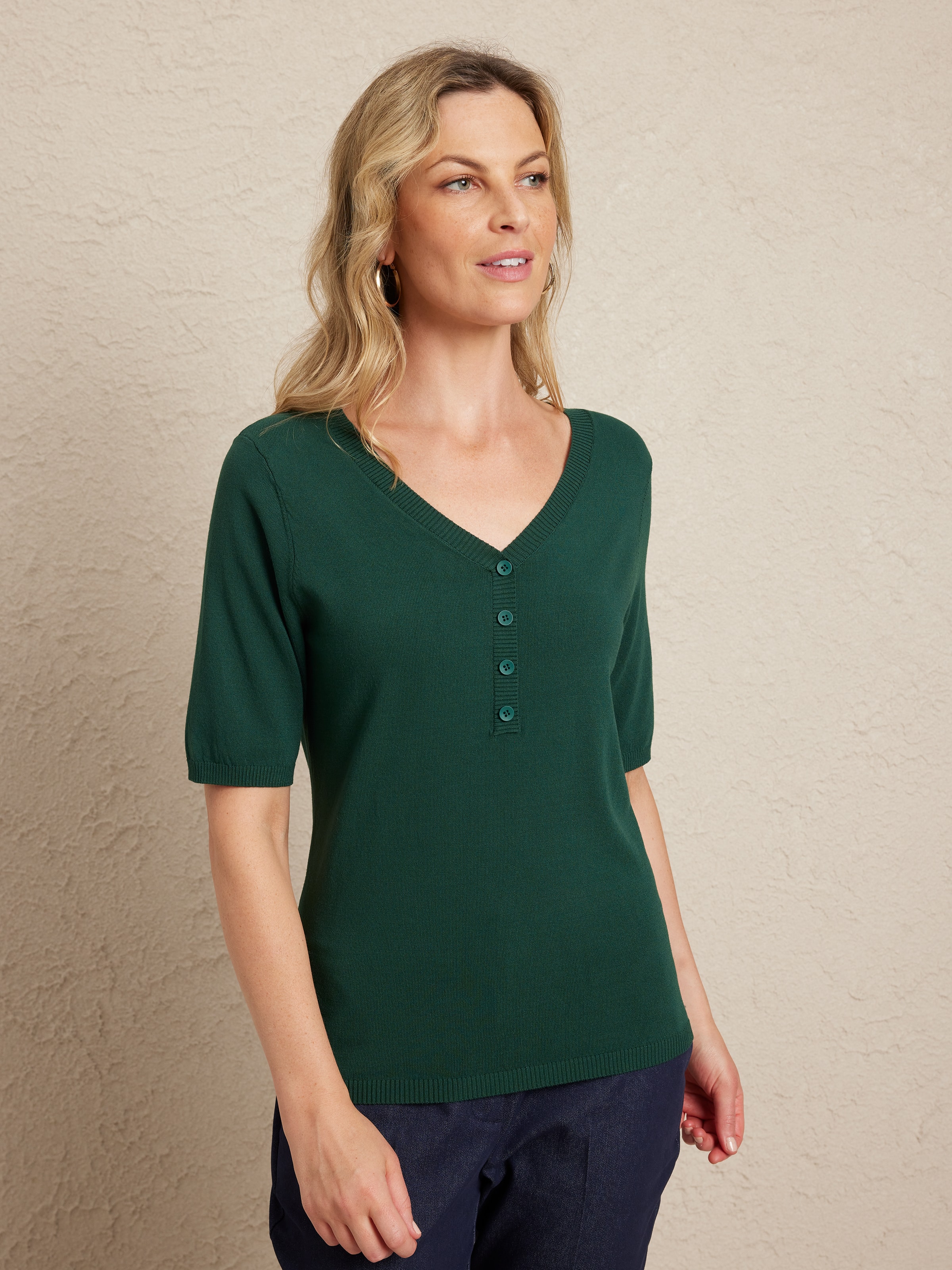 Eden Elbow Henley Knit Top