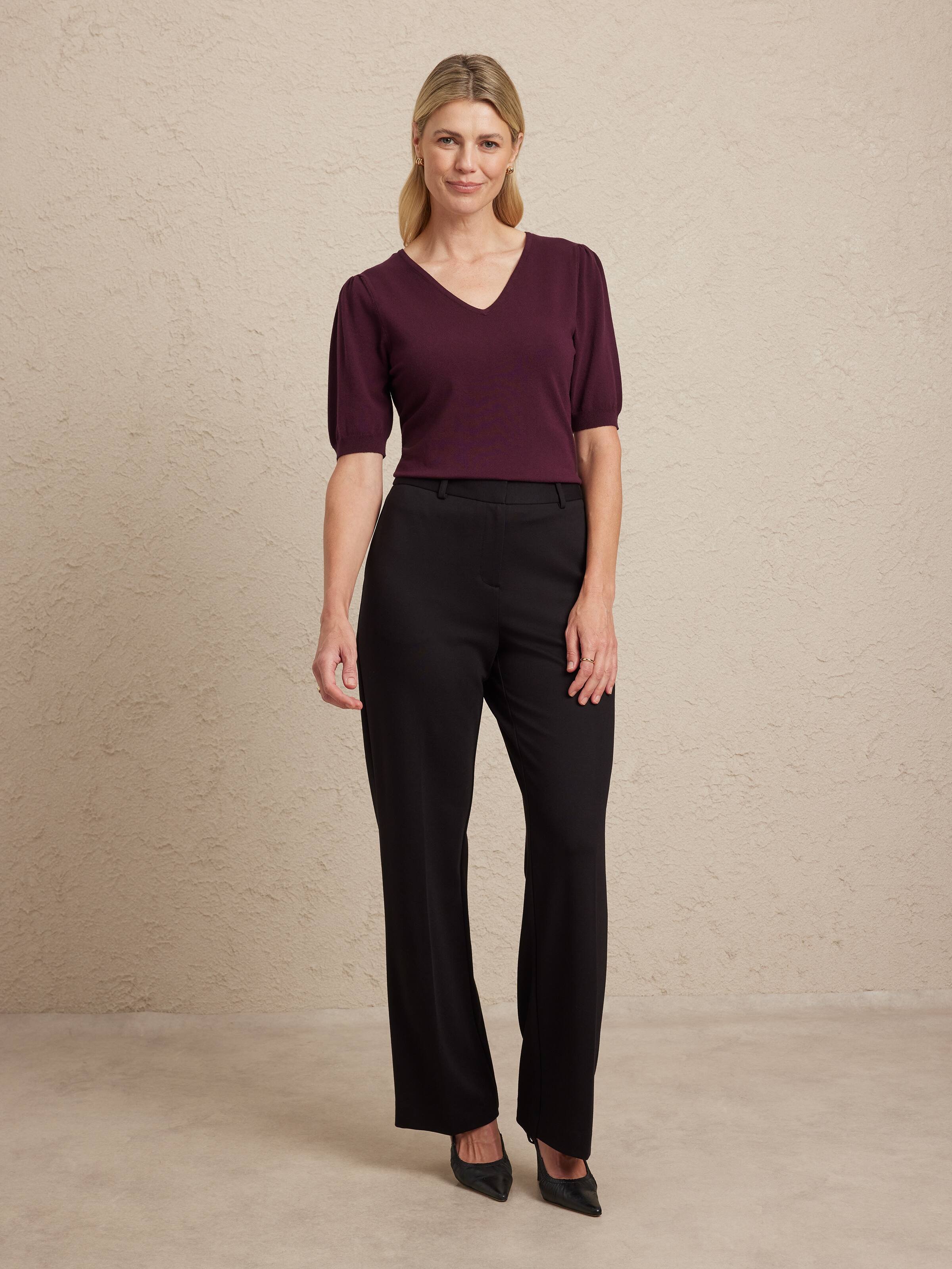 Nova V-Neck Puff Sleeve Elbow Jumper