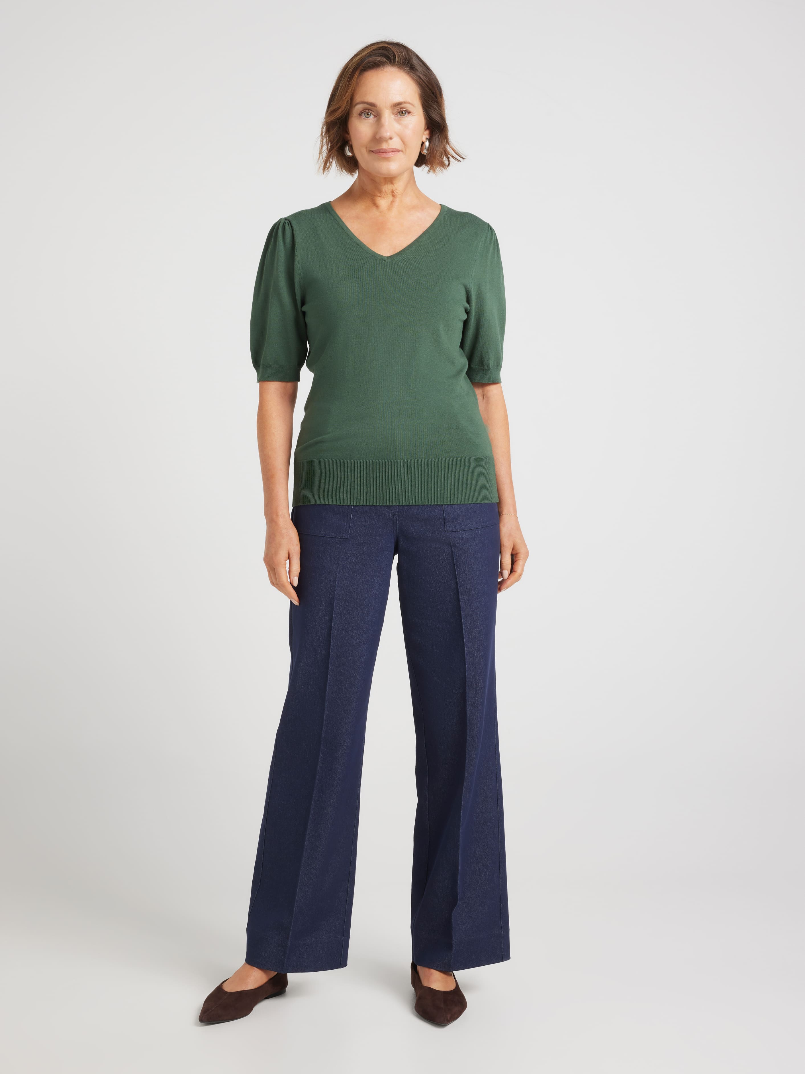 Nova V Neck Puff Sleeve Jumper