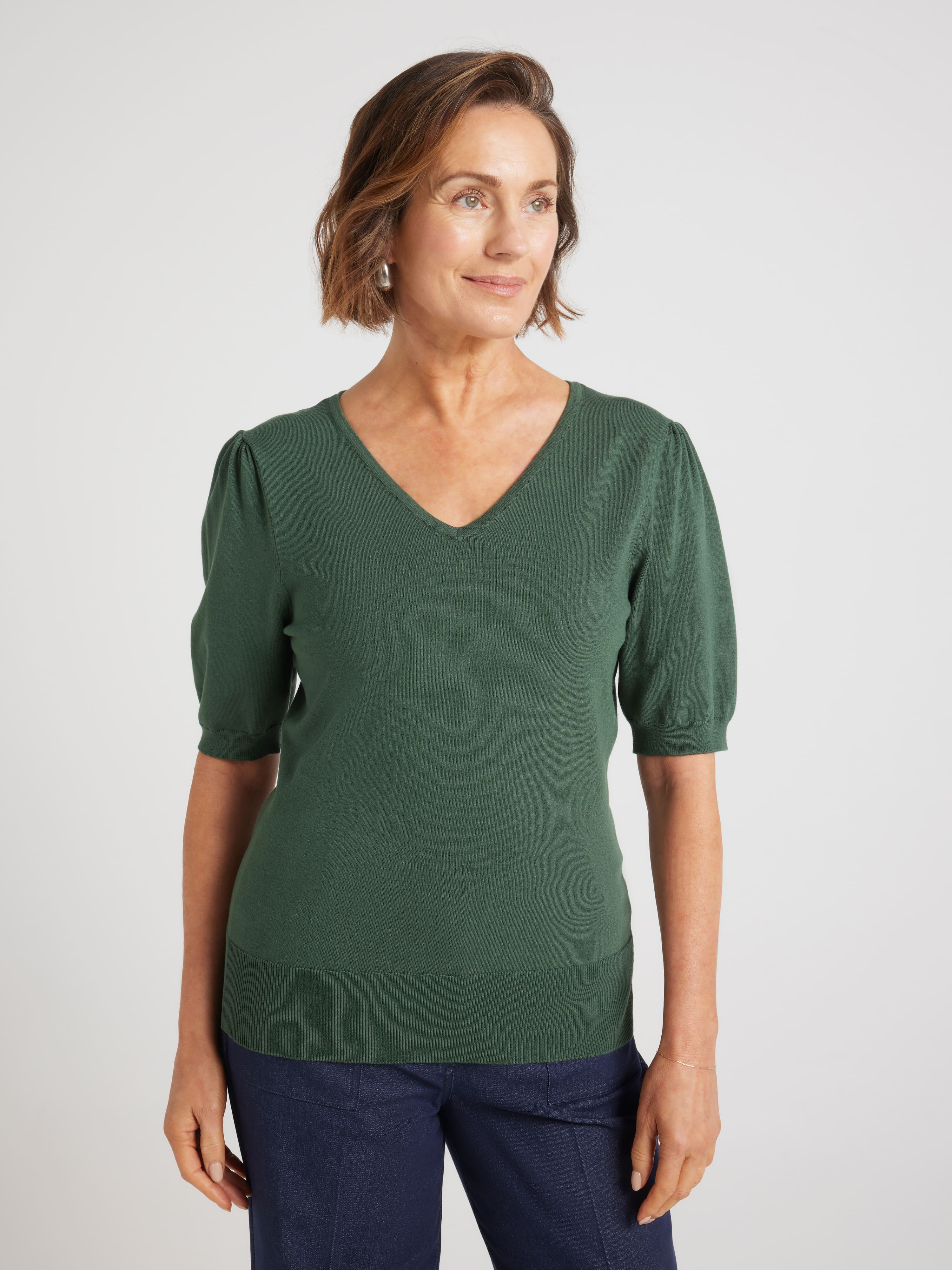 Nova V Neck Puff Sleeve Jumper