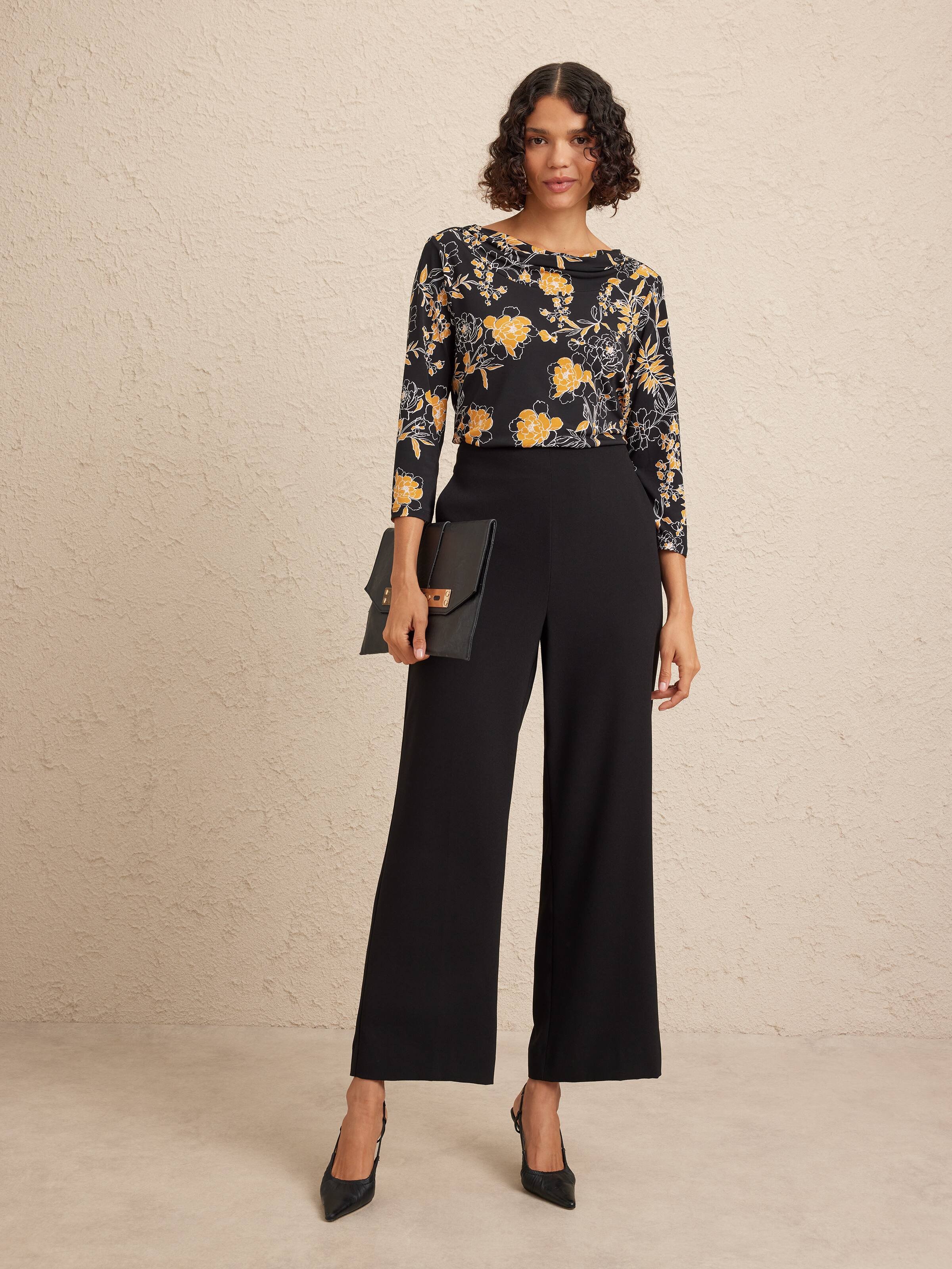 3/4 Cori Cowl Neck Jersey Top