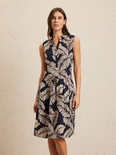 Violet Drop Waist Linen Dress                                                                                                   