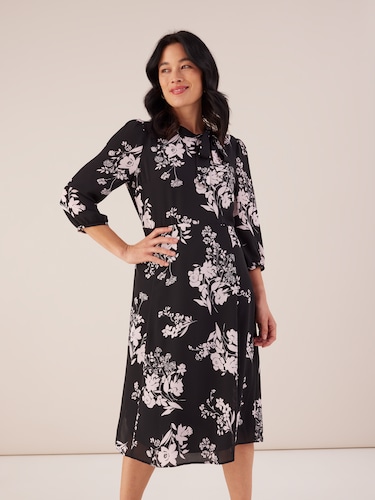 Tori Tie Neck Midi Dress                                                                                                        