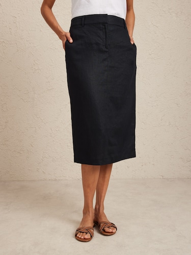 Column Midi Linen Skirt                                                                                                         