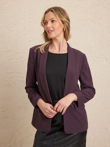 Crepe Tuxedo 3/4 Sleeve Blazer                                                                                                  
