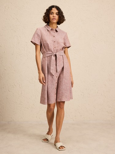 Kelly Tie Front Linen Dress                                                                                                     