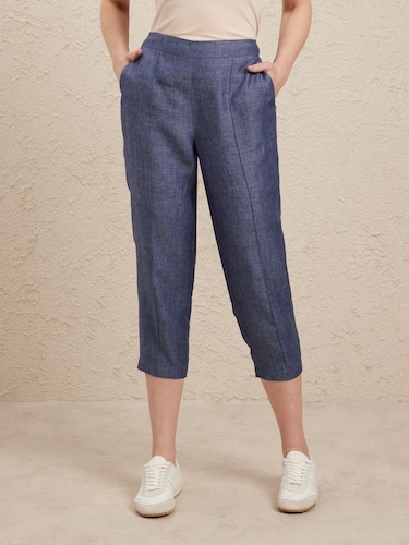 Linen Pull On Cropped Pant                                                                                                      