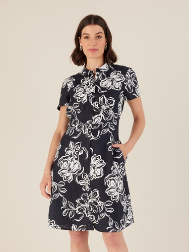 Kelly Tie Front Linen Dress                                                                                                     