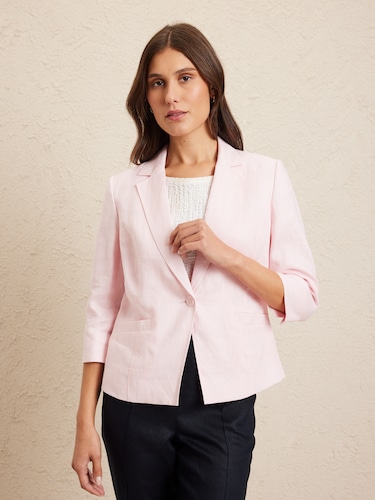 3/4 Sleeve Linen Blazer                                                                                                         